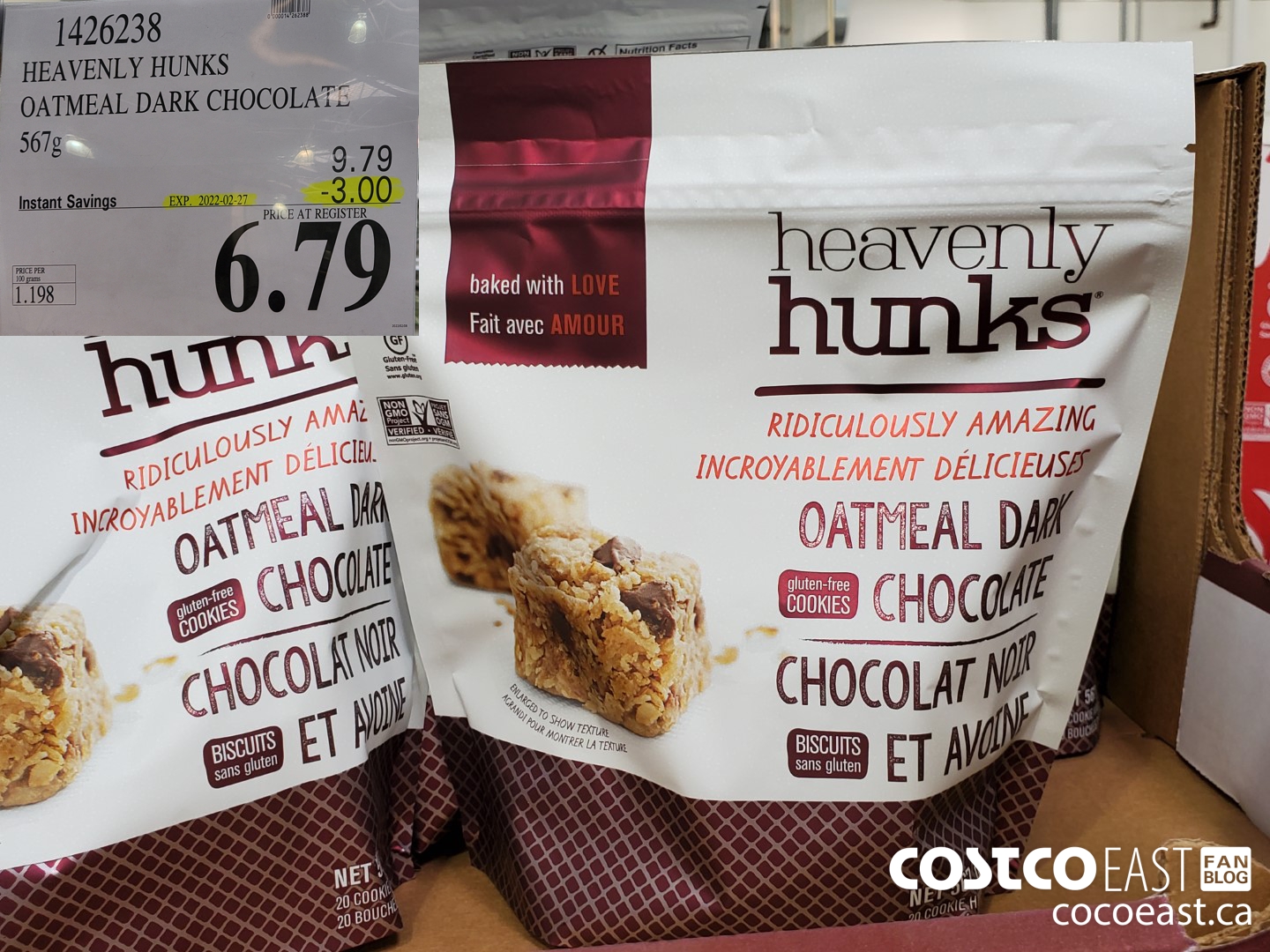 1426238 HEAVENLY HUNKS OATMEAL DARK CHOCOLATE 567G ($3.00 INSTANT SAVINGS EXPIRES ON 2022-02-27) $6.79