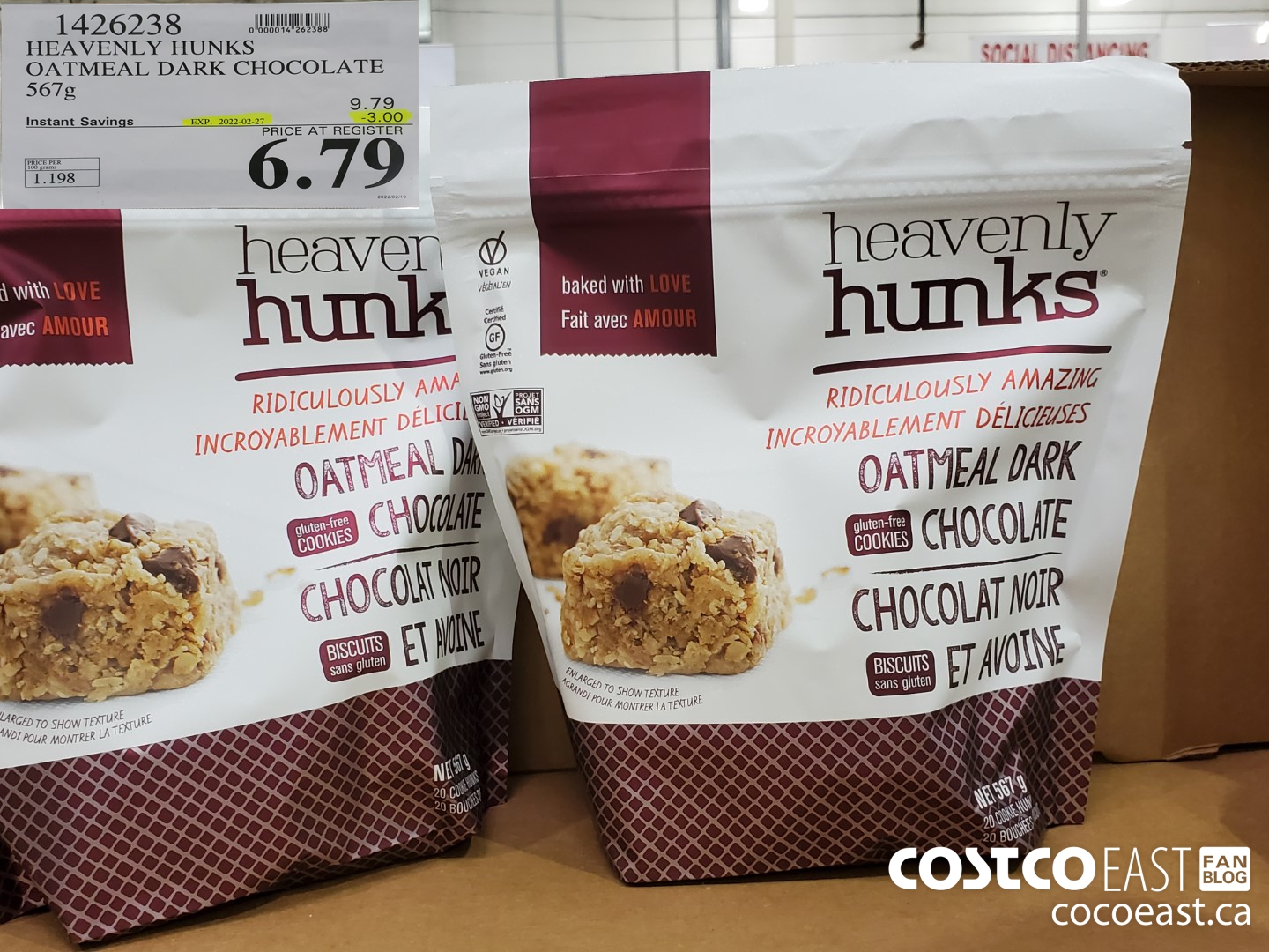 1426238 HEAVENLY HUNKS OATMEAL DARK CHOCOLATE 567G ($3.00 INSTANT SAVINGS EXPIRES ON 2022-02-27) $6.79