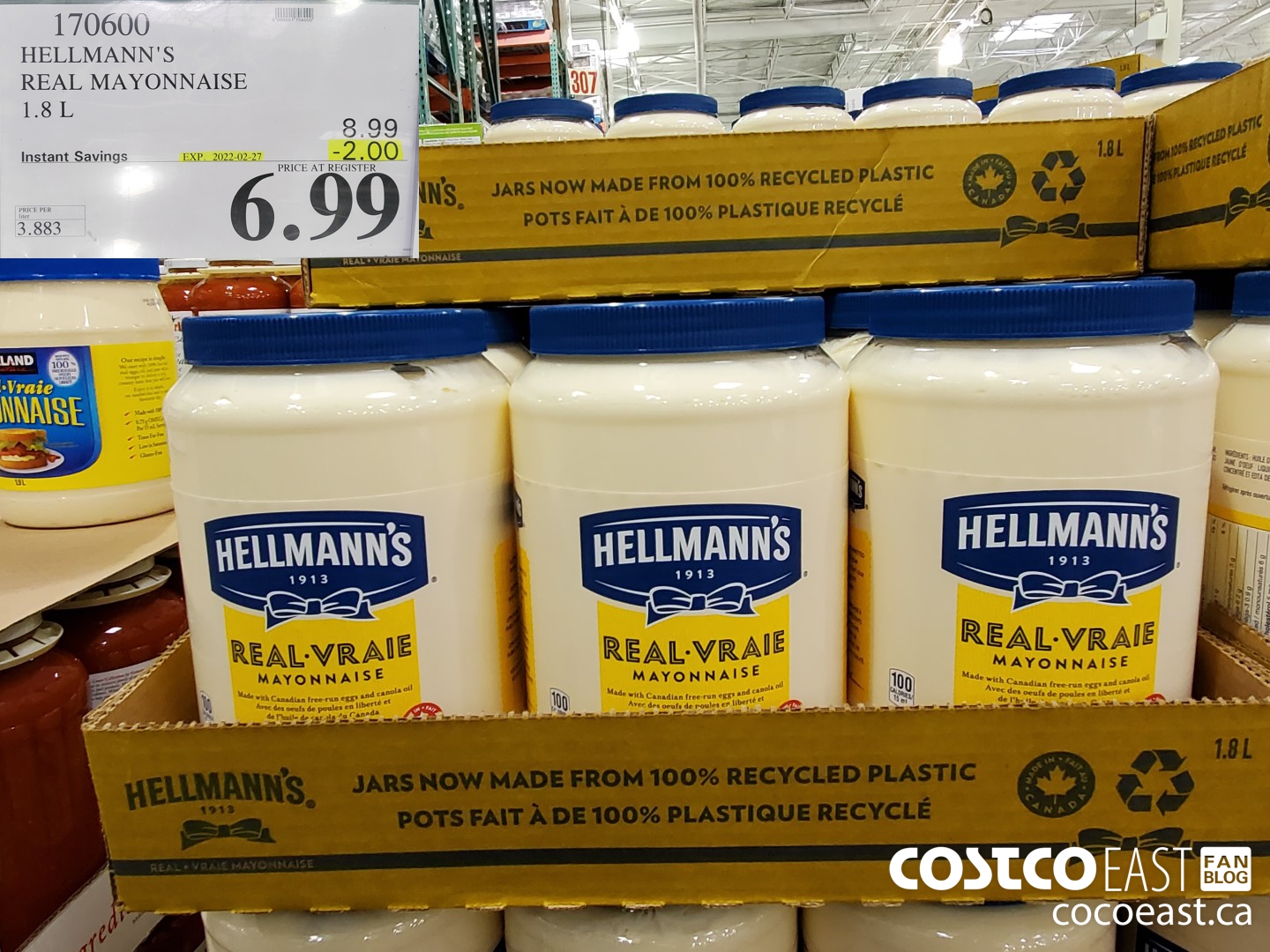 170600 HELLMANN'S REAL MAYONNAISE 1.8 L ($2.00 INSTANT SAVINGS EXPIRES ON 2022-02-27) $6.99