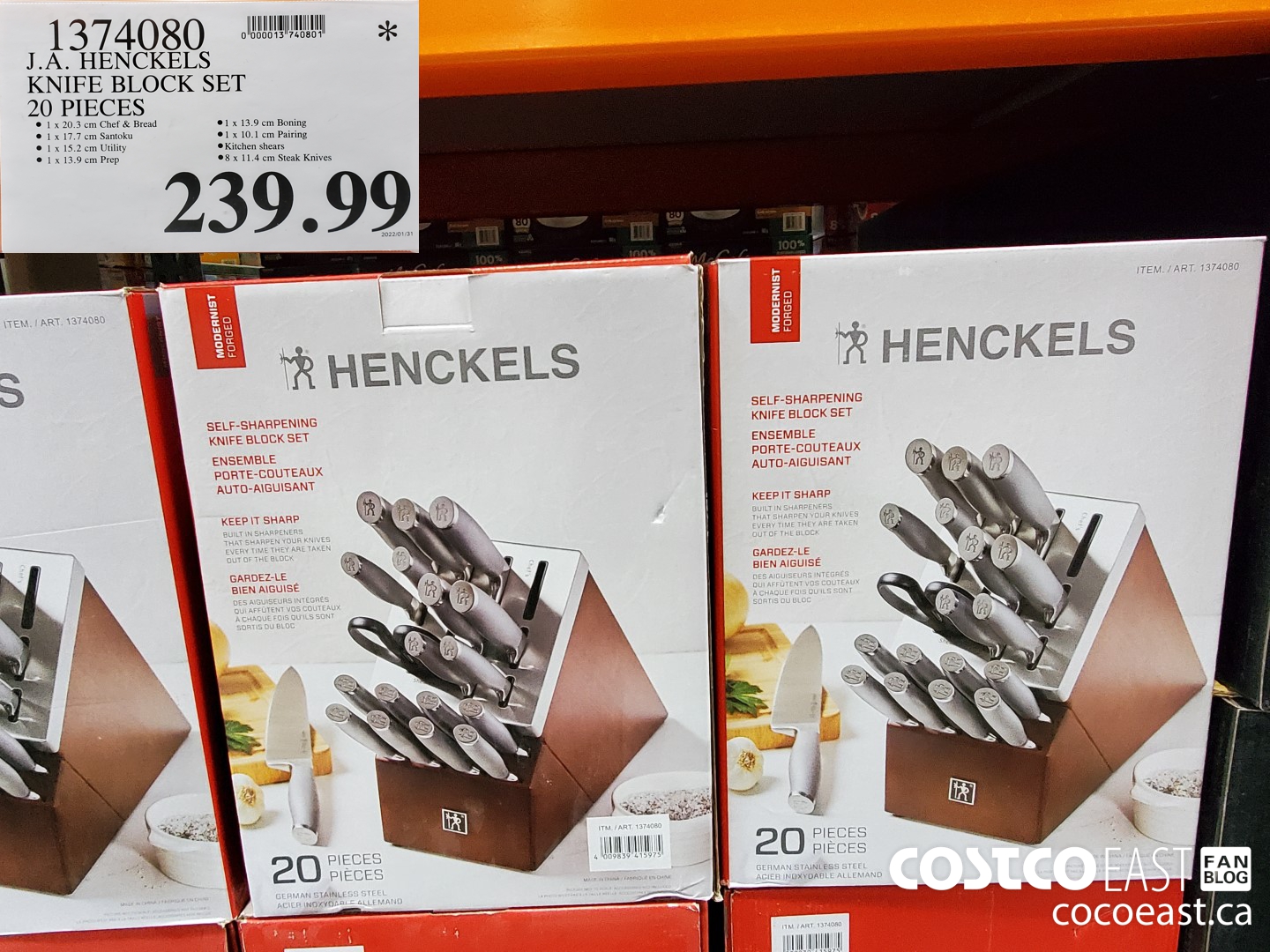 1374080 HENCKELS KNIFE BLOCK SET 20 PRICE  $239.99