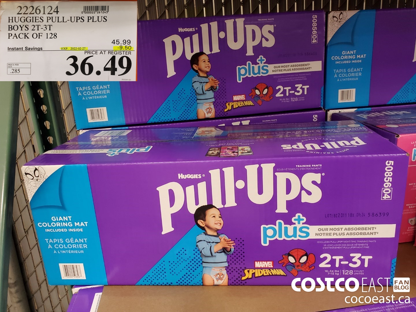2226124 HUGGIES PULL-UPS PLUS BOYS 2T-3T PACK OF 124 ($9.50 INSTANT SAVINGS EXPIRES ON 2022-02-27) $36.49