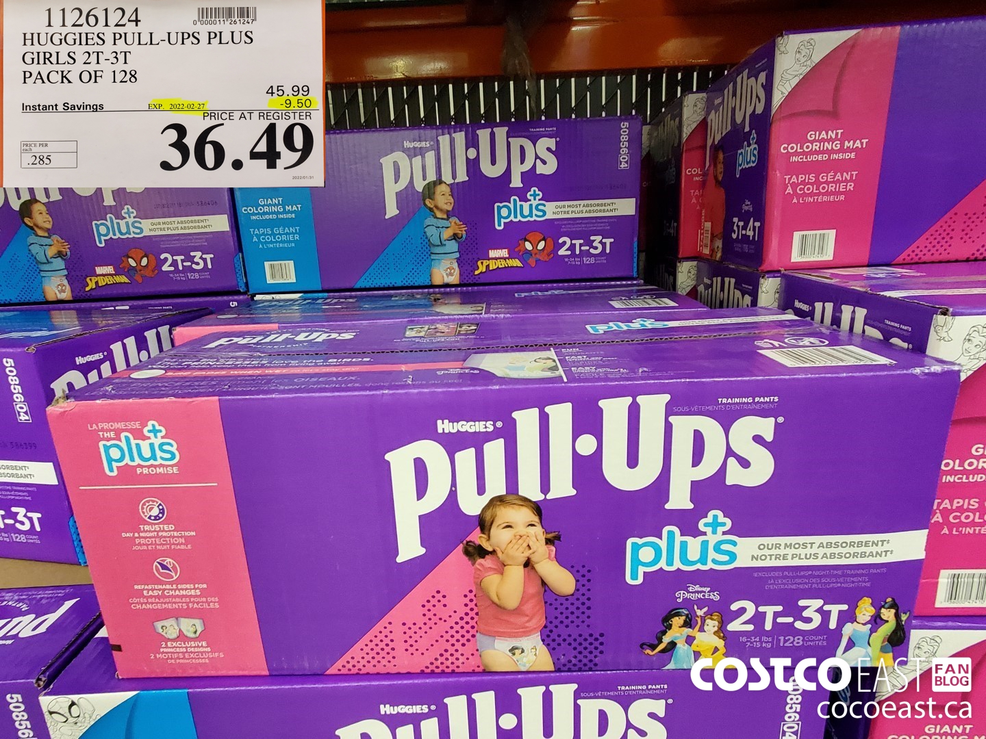 1126124 HUGGIES PULL-UPS PLUS GIRLS 2T-3T PACK OF 128 ($9.50 INSTANT SAVINGS EXPIRES ON 2022-02-27) $36.49