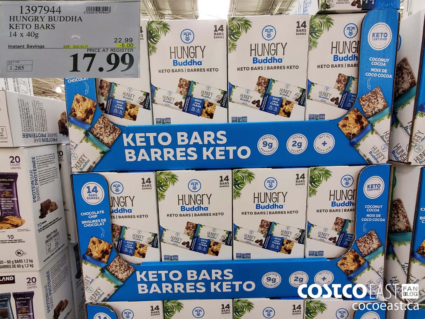 1397944 HUNGRY BUDDHA KETO BARS 14 X 40G ($5.00 INSTANT SAVINGS EXPIRES ON 2022-02-27) $17.99