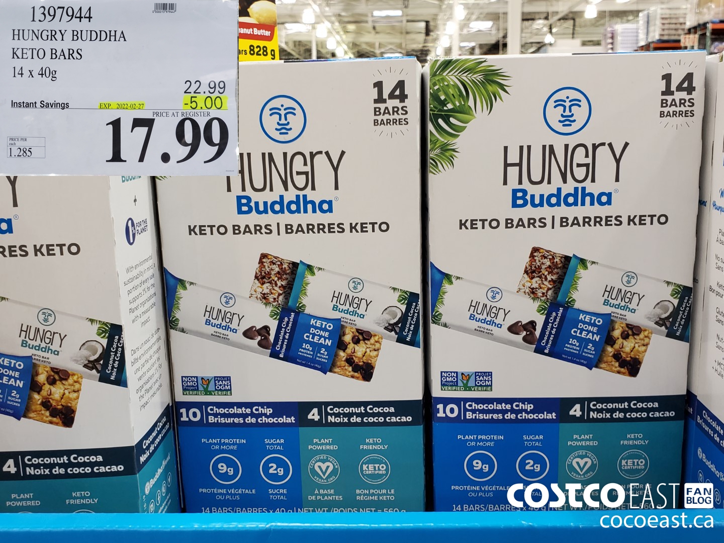 1397944 HUNGRY BUDDHA KETO BARS 14 X 40G ($5.00 INSTANT SAVINGS EXPIRES ON 2022-02-27) $17.99
