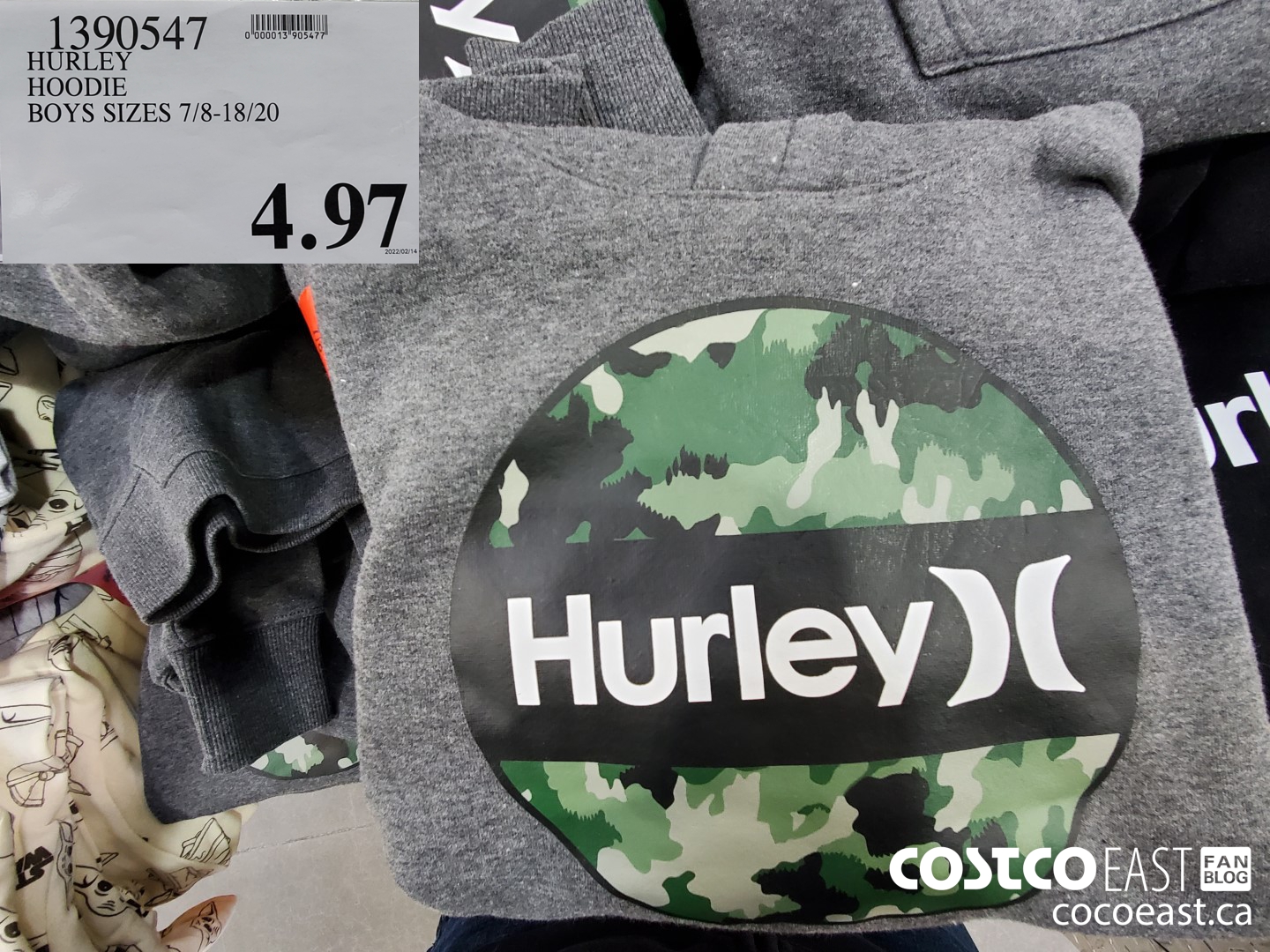 1390547 HURLEY HOODIE BOYS SIZES 7/8-18/20 $4.97