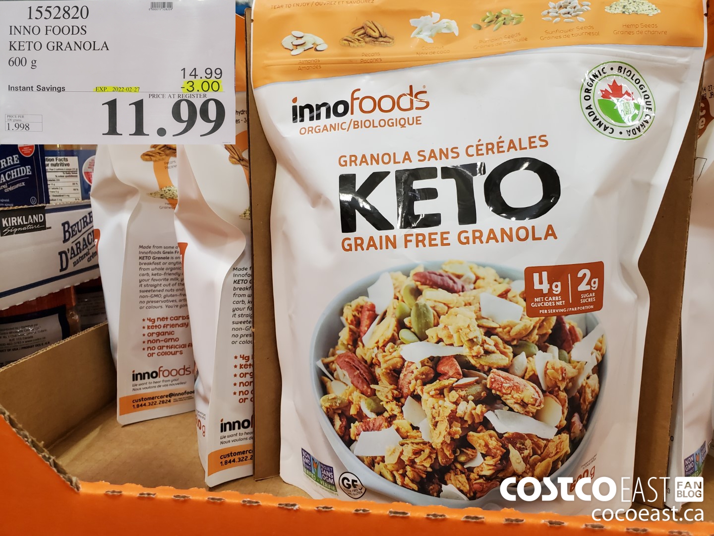 1552820 INNO FOODS KETO GRANOLA 600 G ($3.00 INSTANT SAVINGS EXPIRES ON 2022-02-27) $11.99