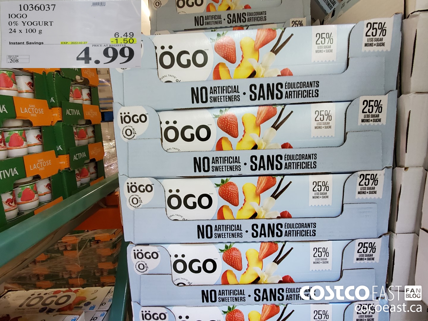 1036037 IOGO 0% YOGURT 24 x 100 g ($1.50 INSTANT SAVINGS EXPIRES ON 2022-02-27) $4.99