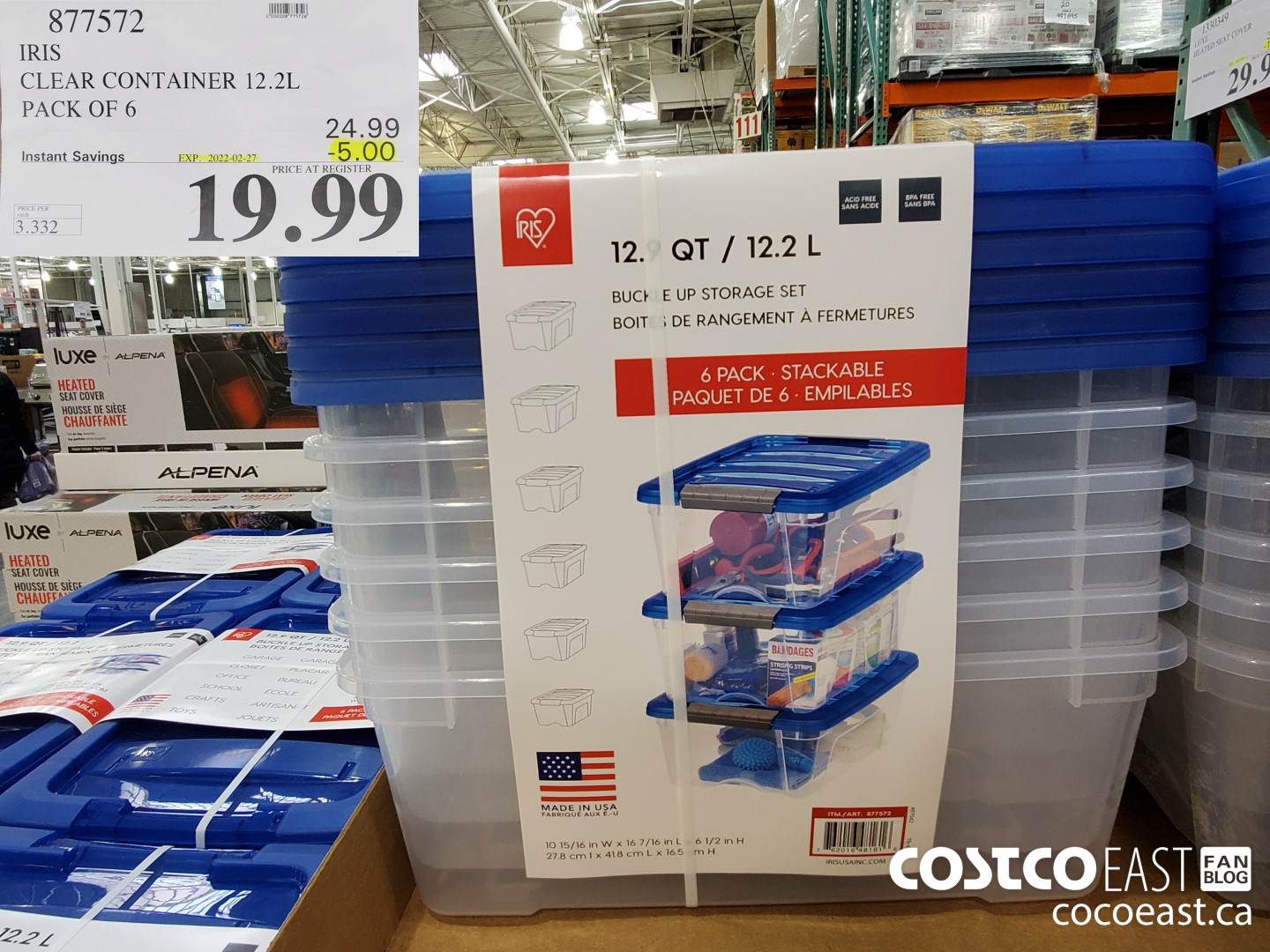 877572 IRIS CLEAR CONTAINER 12.2L PACK OF 6 ($5.00 INSTANT SAVINGS EXPIRES ON 2022-02-27) $19.99