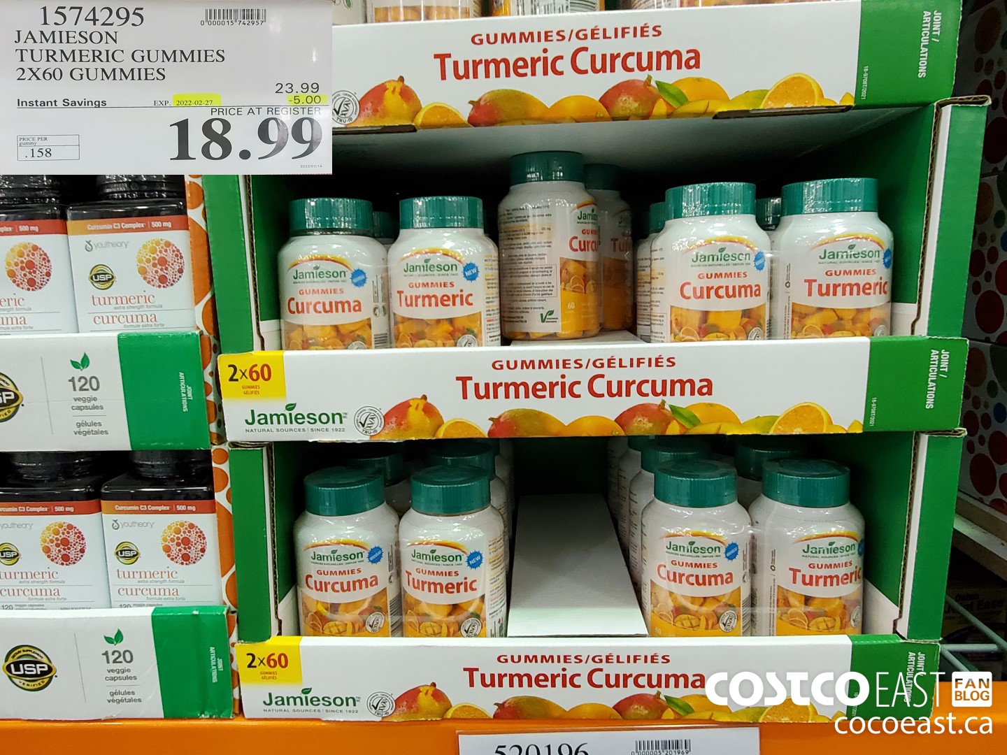 1574295 JAMIESON TURMERIC GUMMIES 2x60 GUMMIES ($5.00 INSTANT SAVINGS EXPIRES ON 2022-02-27) $18.99