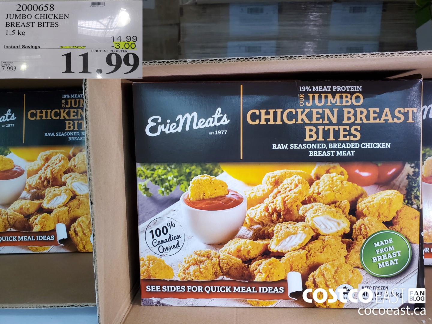 2000658 JUMBO CHICKEN BREAST BITES 1.5 KG ($3.00 INSTANT SAVINGS EXPIRES ON 2022-02-27) $11.99
