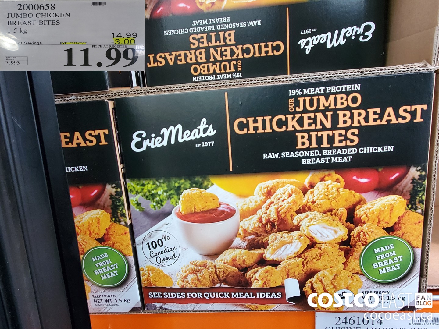 2000658 JUMBO CHICKEN BREAST BITES 1.5 KG ($3.00 INSTANT SAVINGS EXPIRES ON 2022-02-27) $11.99