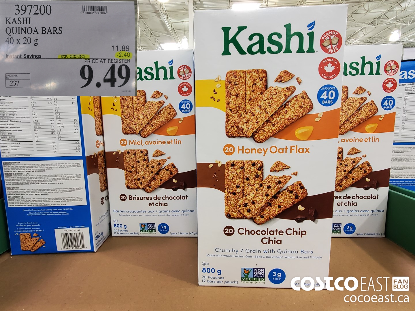 397200 KASHI QUINOA BARS 40 x 20 G ($2.40 INSTANT SAVINGS EXPIRES ON 2022-02-27) $9.49