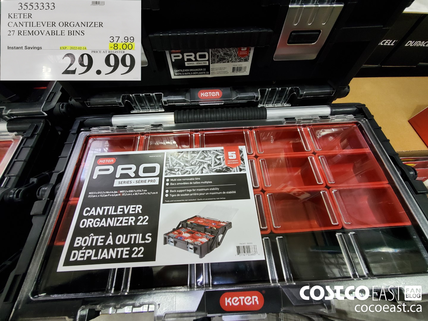 3553333 KETER CANTILEVER ORGANIZER 27 REMOVABLE BINS ($8.00 INSTANT SAVINGS EXPIRES ON 2022-02-14) $29.99