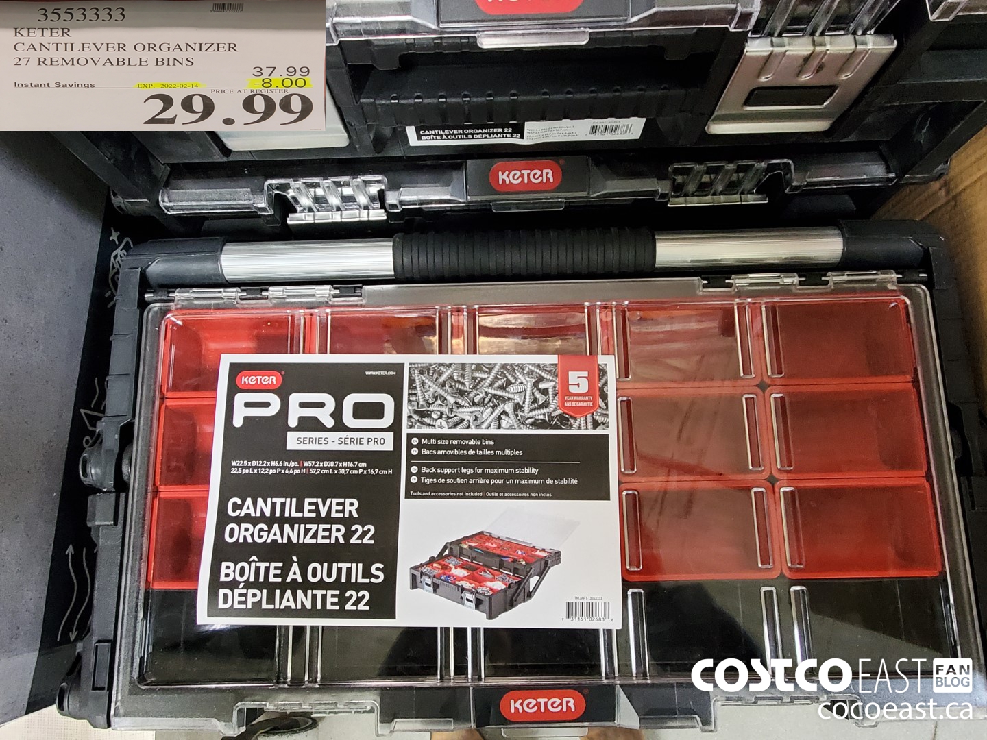 3553333 KETER CANTILEVER ORGANIZER 27 REMOVABLE BINS ($8.00 INSTANT SAVINGS EXPIRES ON 2022-02-14) $29.99