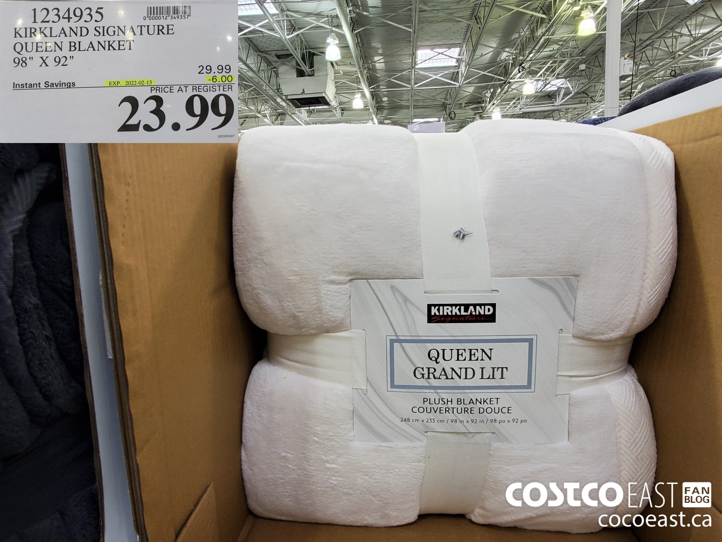 1234935 KIRKLAND SIGNATURE QUEEN BLANKET 98