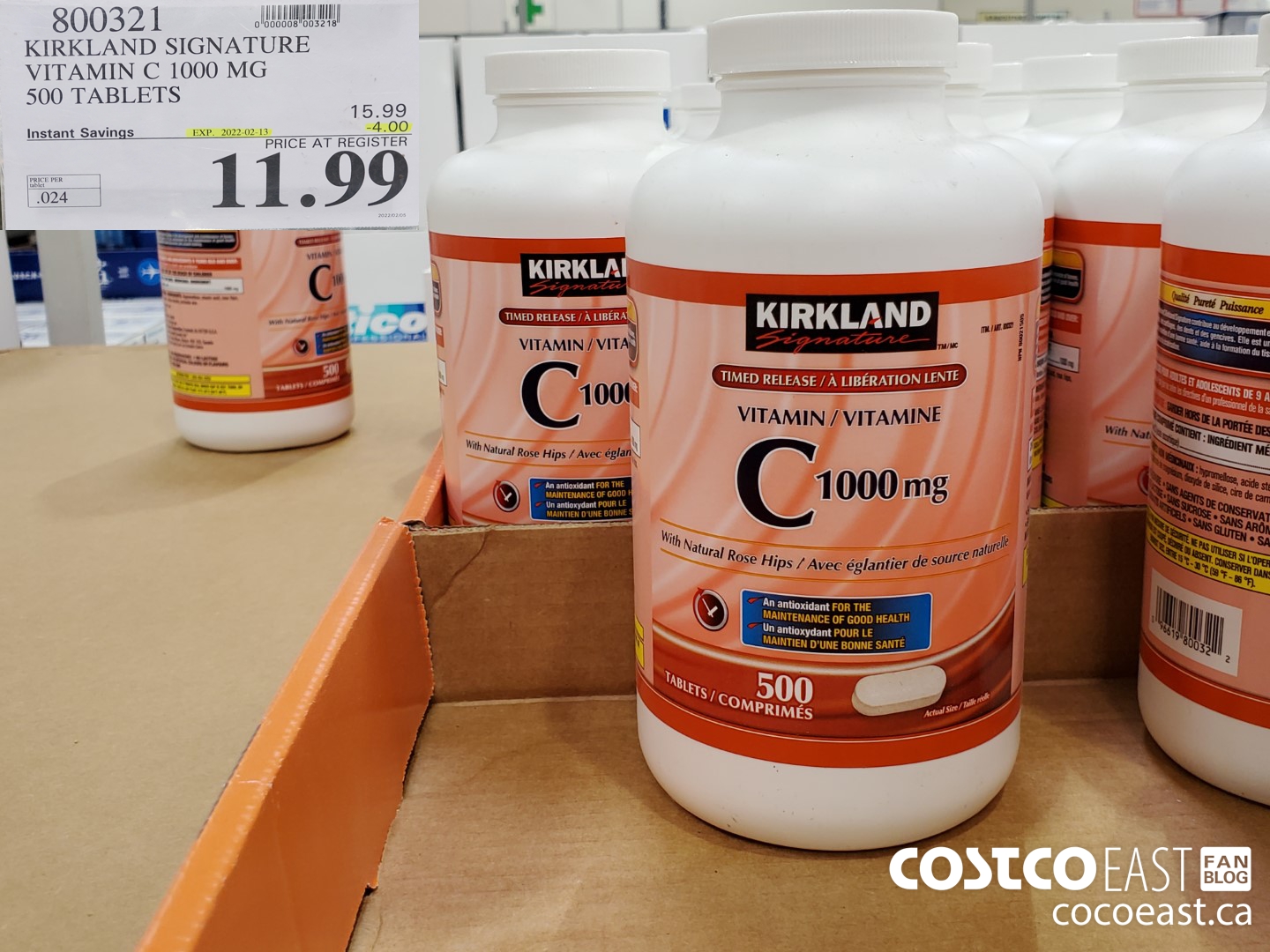 800321 KIRKLAND SIGNATURE VITAMIN C 1000 MG 500 TABLETS ($4.00 INSTANT SAVINGS EXPIRES ON 2022-02-13) $11.99