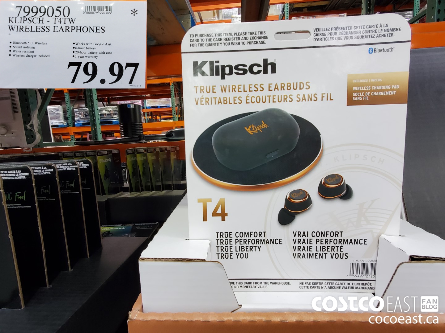 7999050 KLIPSCH - T4TW WIRELESS EARPHONES $79.97