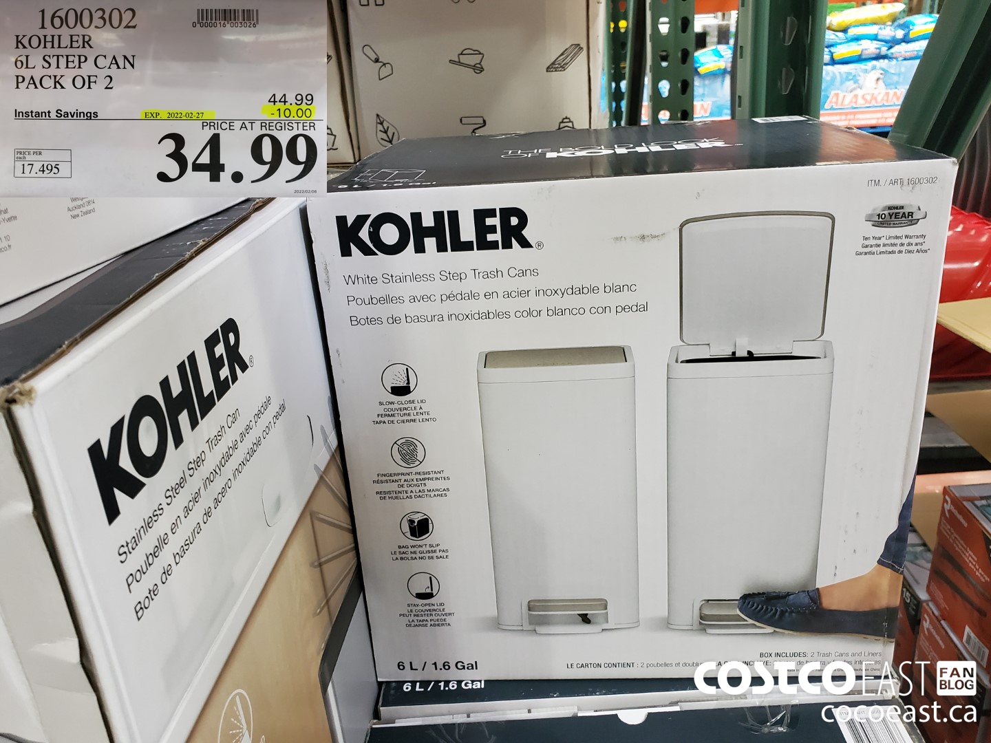 1600302 KOHLER 6L STEP CAN PACK OF 2 ($10.00 INSTANT SAVINGS EXPIRES ON 2022-02-27) $34.99