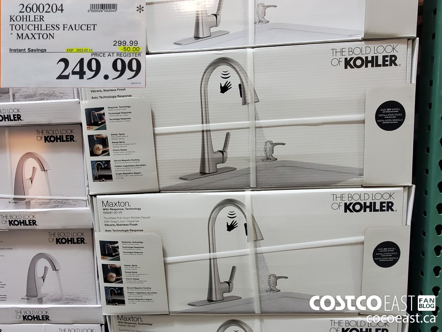 2600204 KOHLER TOUCHLESS FAUCET MAXTON ($50.00 INSTANT SAVINGS EXPIRES ON 2022-02-13) $249.99