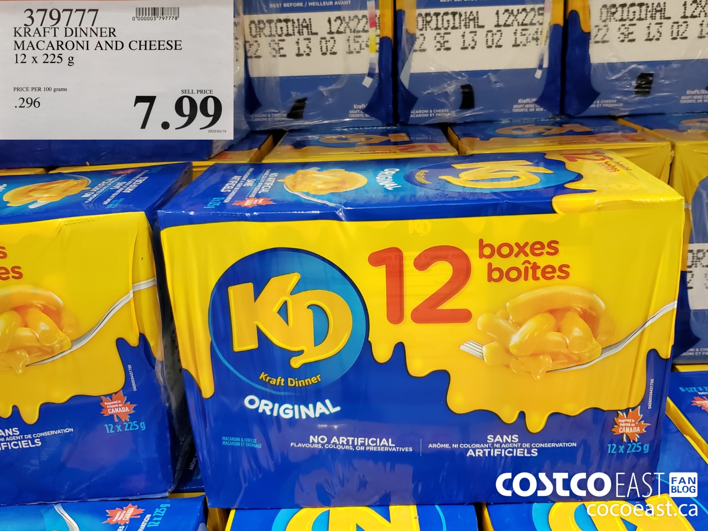 379777 KRAFT DINNER MACARONI AND CHEESE 12 X 225 G $7.99
