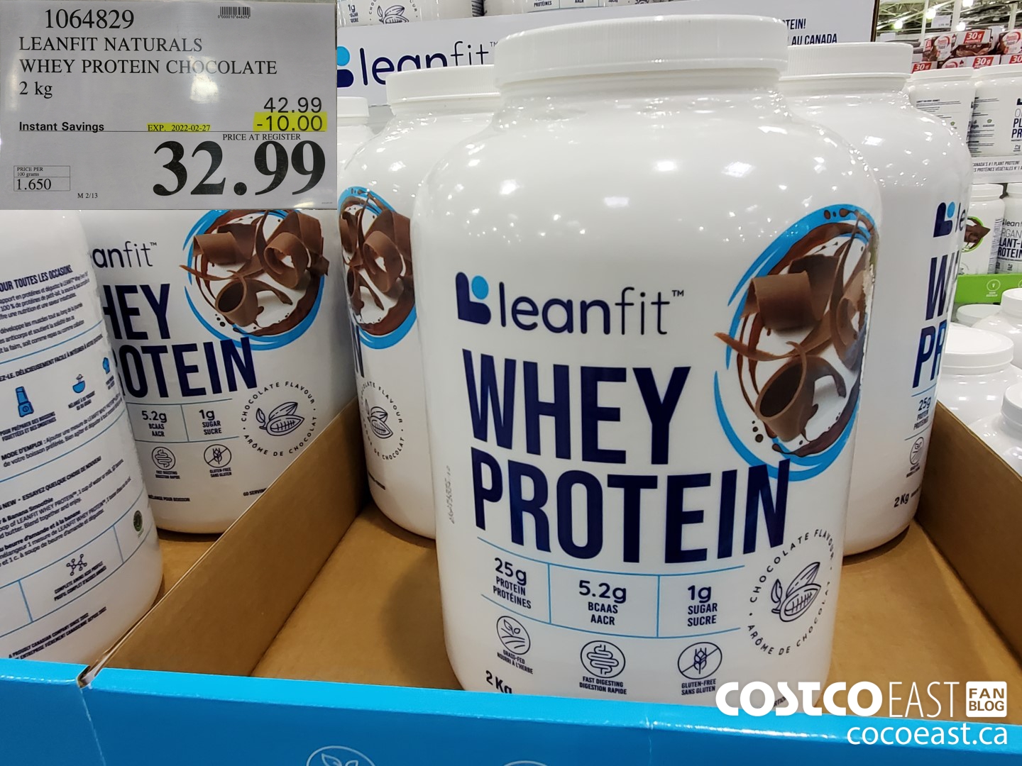 1064829 LEANFIT NATURALS WHEY PROTEIN CHOCOLATE 2 kg ($10.00 INSTANT SAVINGS EXPIRES ON 2022-02-27) $32.99