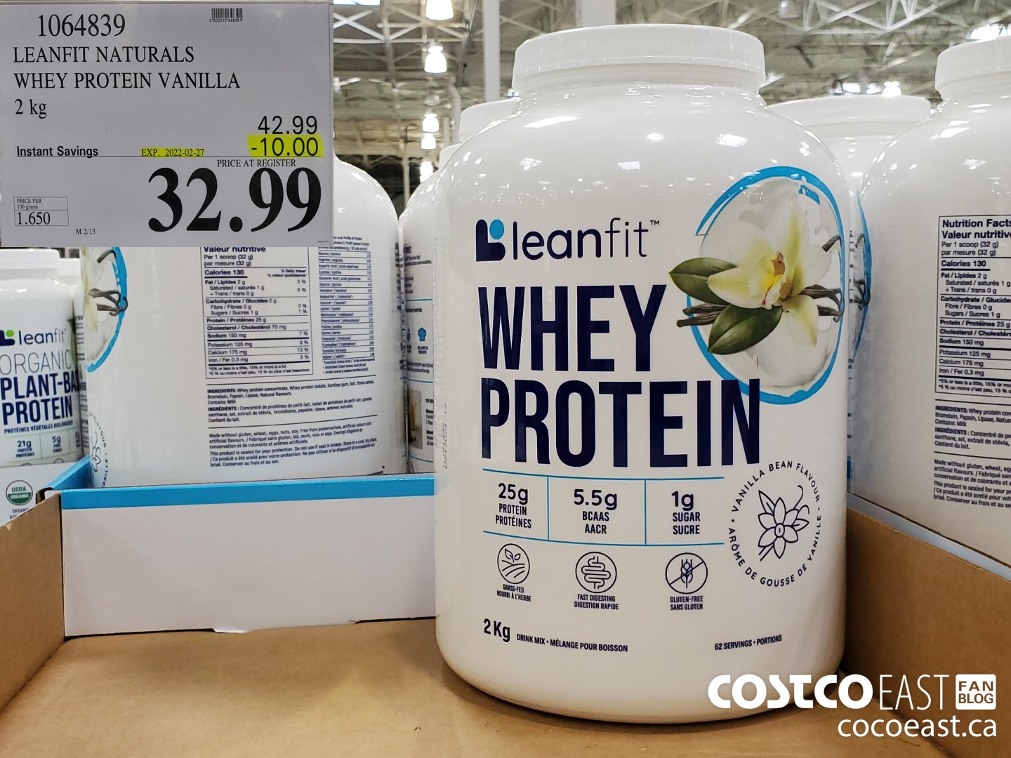 1064839 LEANFIT NATURALS WHEY PROTEIN VANILLA 2 KG ($10.00 INSTANT SAVINGS EXPIRES ON 2022-02-07) $32.99