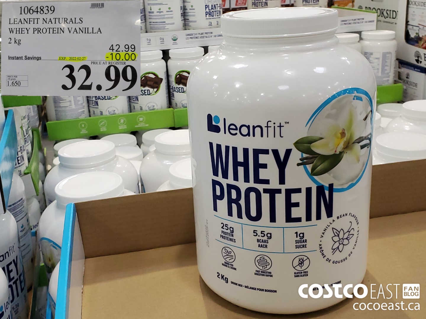 1064839 LEANFIT NATURALS WHEY PROTEIN VANILLA 2 KG ($10.00 INSTANT SAVINGS EXPIRES ON 2022-02-27) $32.99