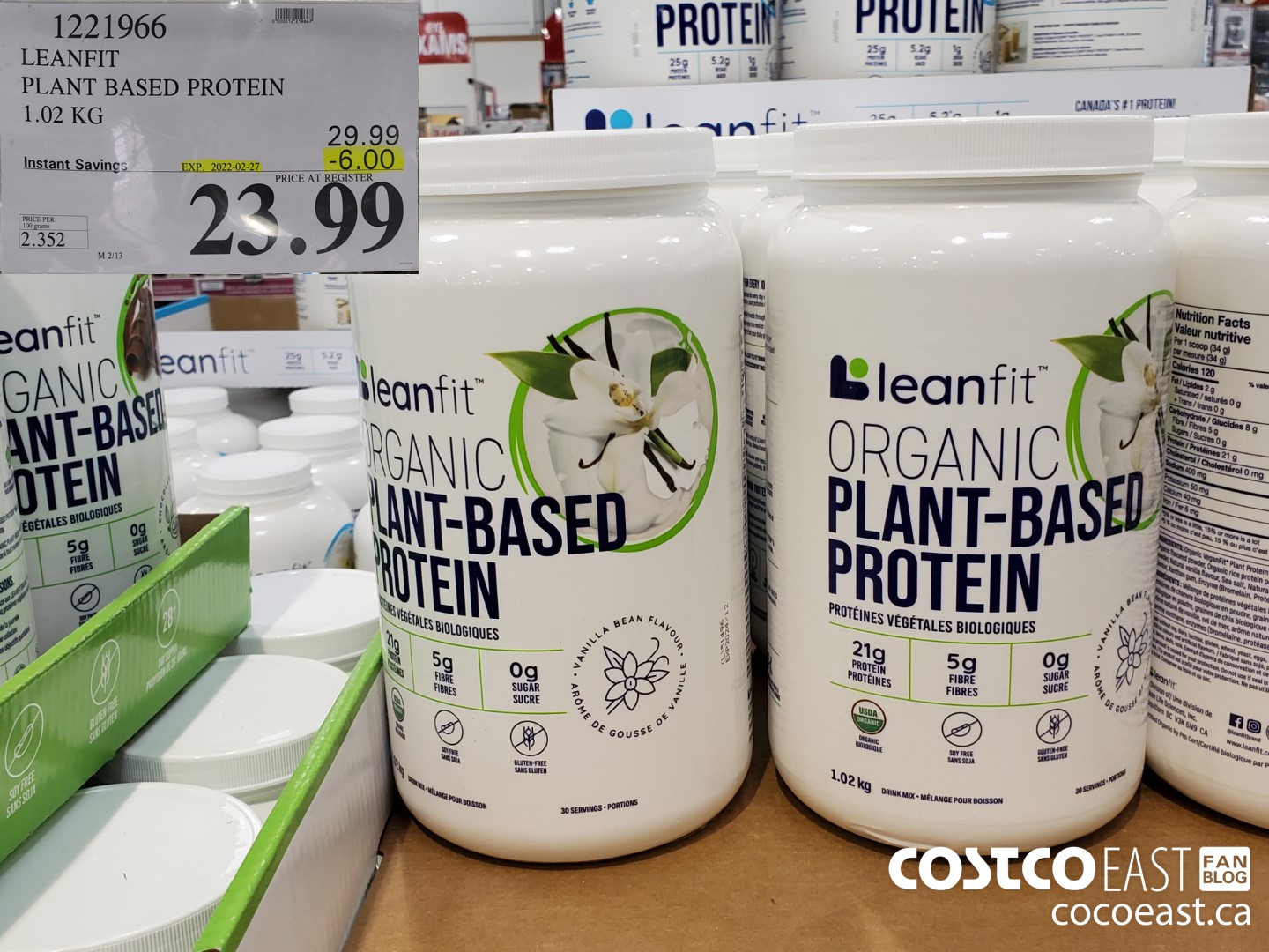 1221966 LEANFIT PLANT BASED PROTEIN 1.02 KG ($6.00 INSTANT SAVINGS EXPIRES ON 2022-02-27) $23.99