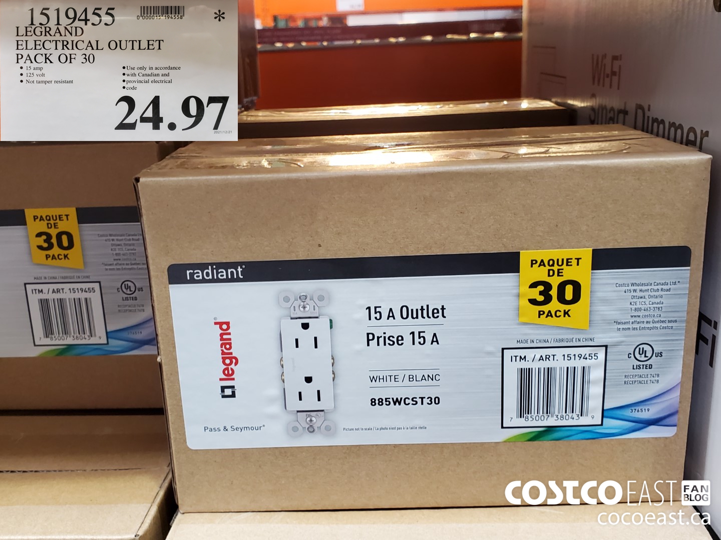 1519455 LEGRAND ELECTRICAL OUTLET PACK OF 30 $24.97