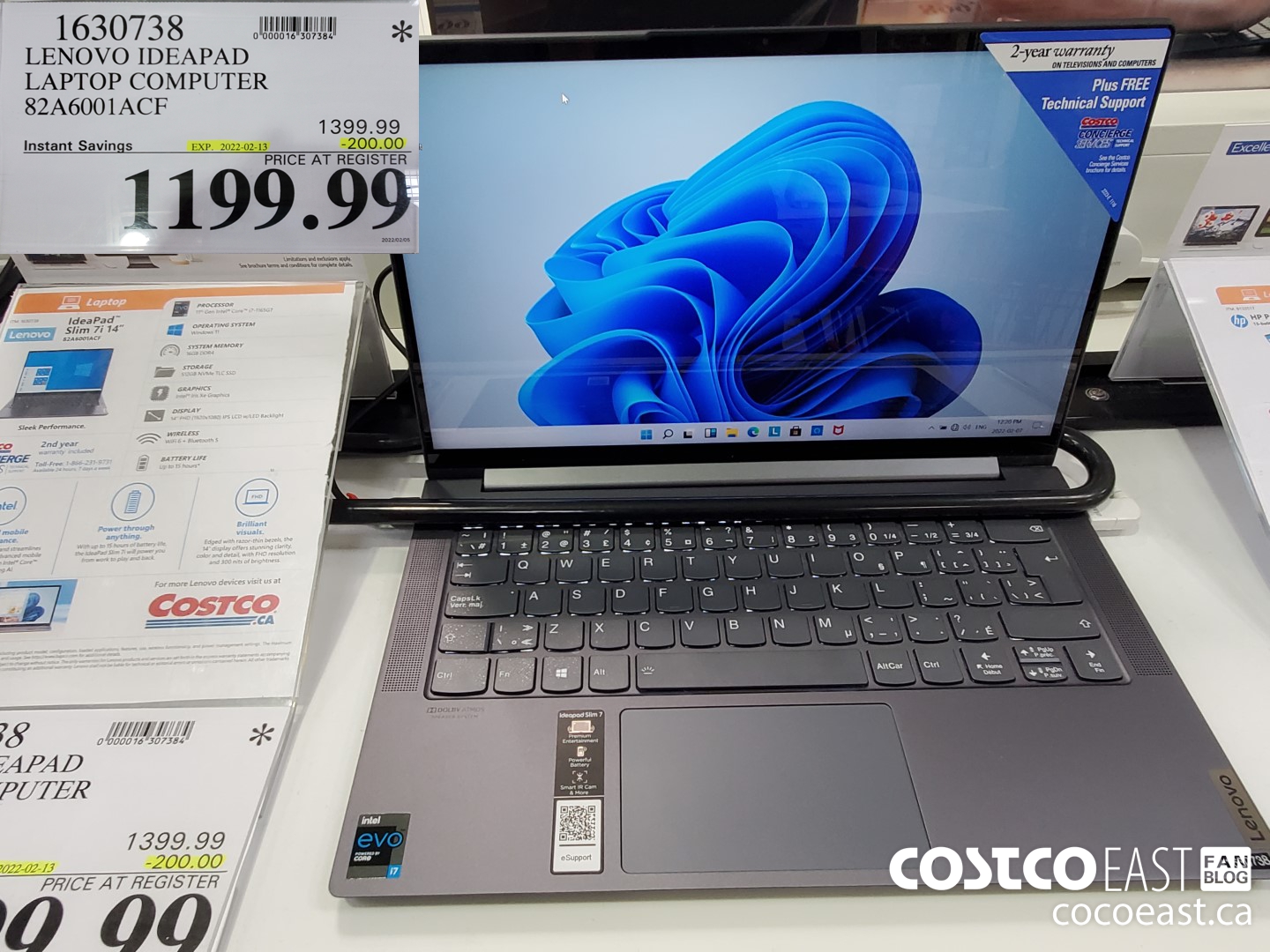 1630738 LENOVO IDEAPAD LAPTOP COMPUTER 82A6001ACF ($200.00 INSTANT SAVINGS EXPIRES ON 2022-02-13) $1199.99