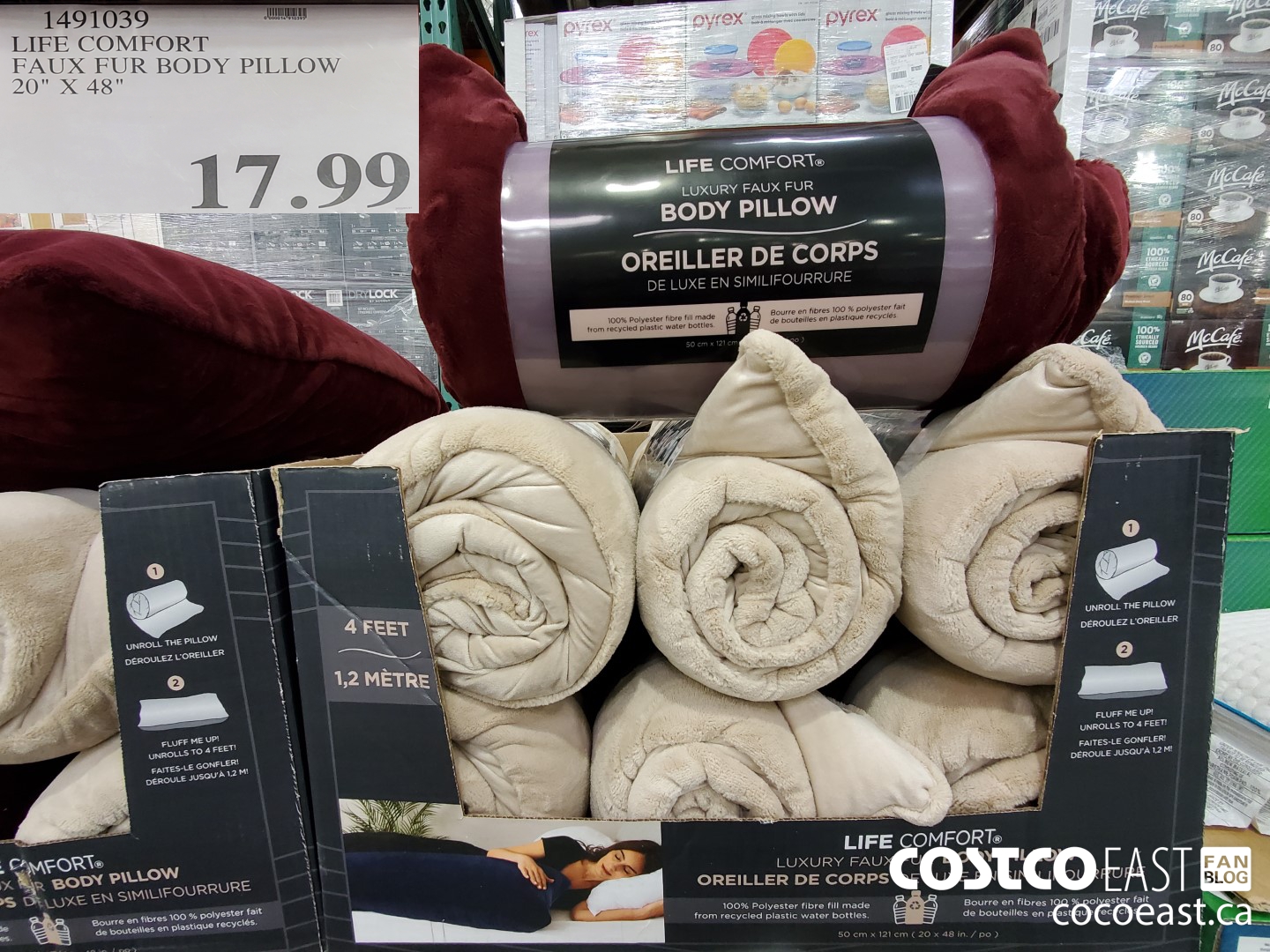 1491039 LIFE COMFORT FAUX FUR BODY PILLOW 20