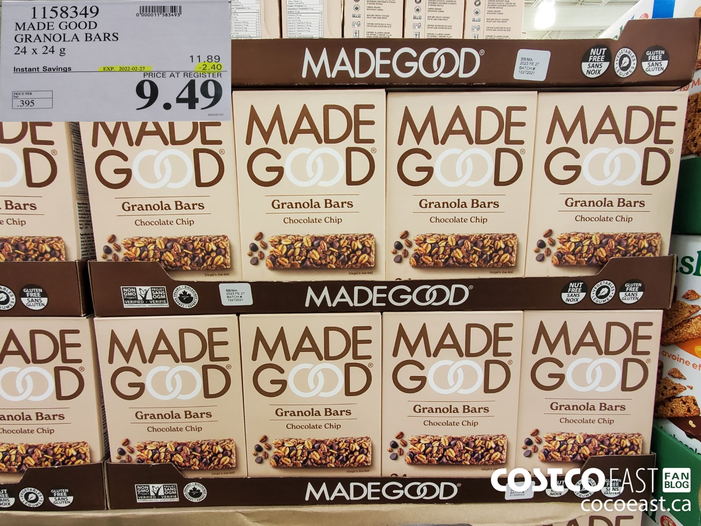 1158349 MADE GOOD GRANOLA BARS 24 X 24G ($2.40 INSTANT SAVINGS EXPIRES ON 2022-02-27) $9.49