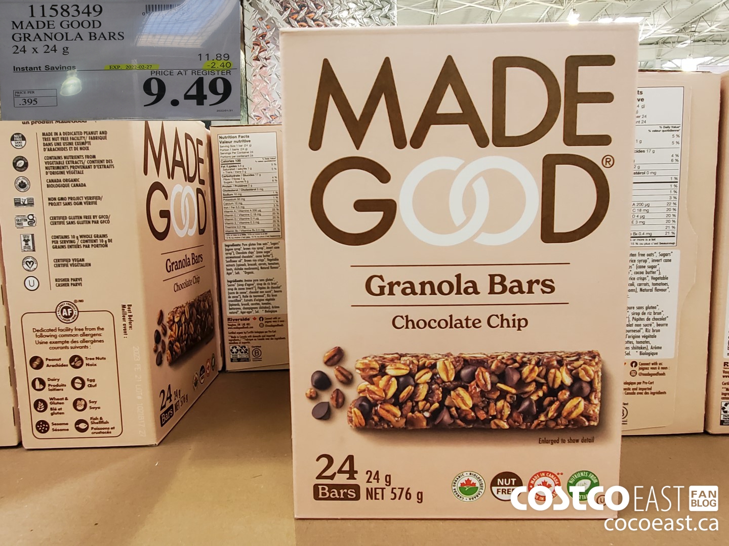 1158349 MADE GOOD GRANOLA BARS 24 X 24G ($2.40 INSTANT SAVINGS EXPIRES ON 2022-02-27) $9.49