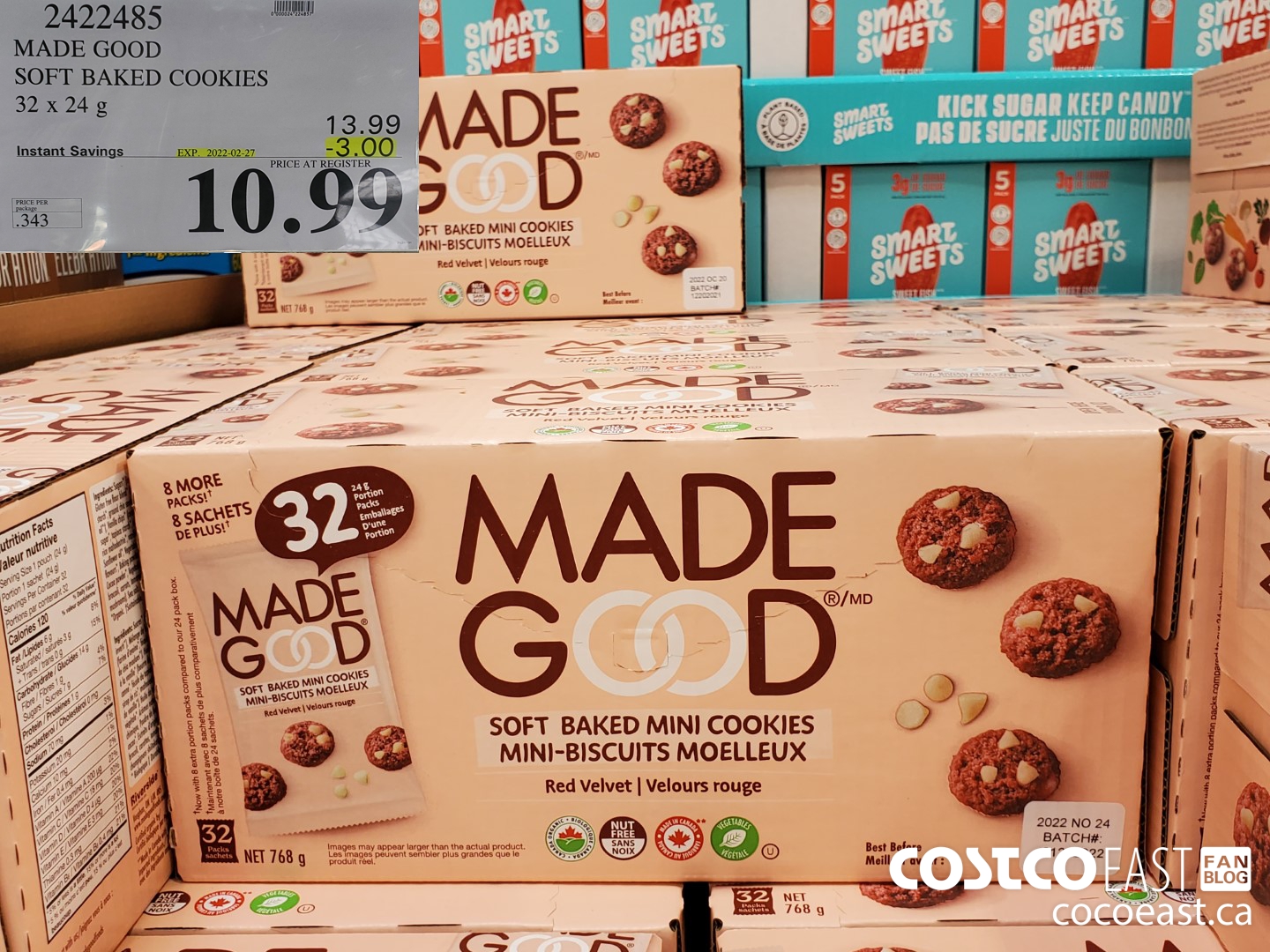 2422485 MADE GOOD SOFT BAKED COOKIES 32 x 24G ($3.00 INSTANT SAVINGS EXPIRES ON 2022-02-27) $10.99