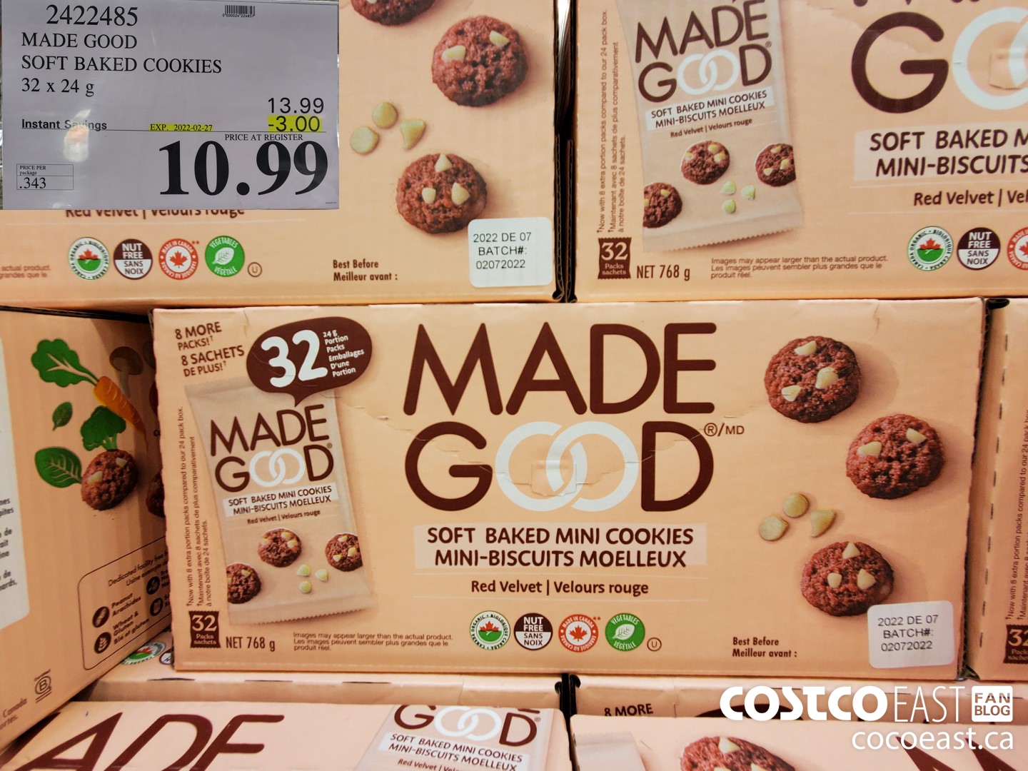 2422485 MADE GOOD SOFT BAKED COOKIES 32 x 24G ($3.00 INSTANT SAVINGS EXPIRES ON 2022-02-27) $10.99