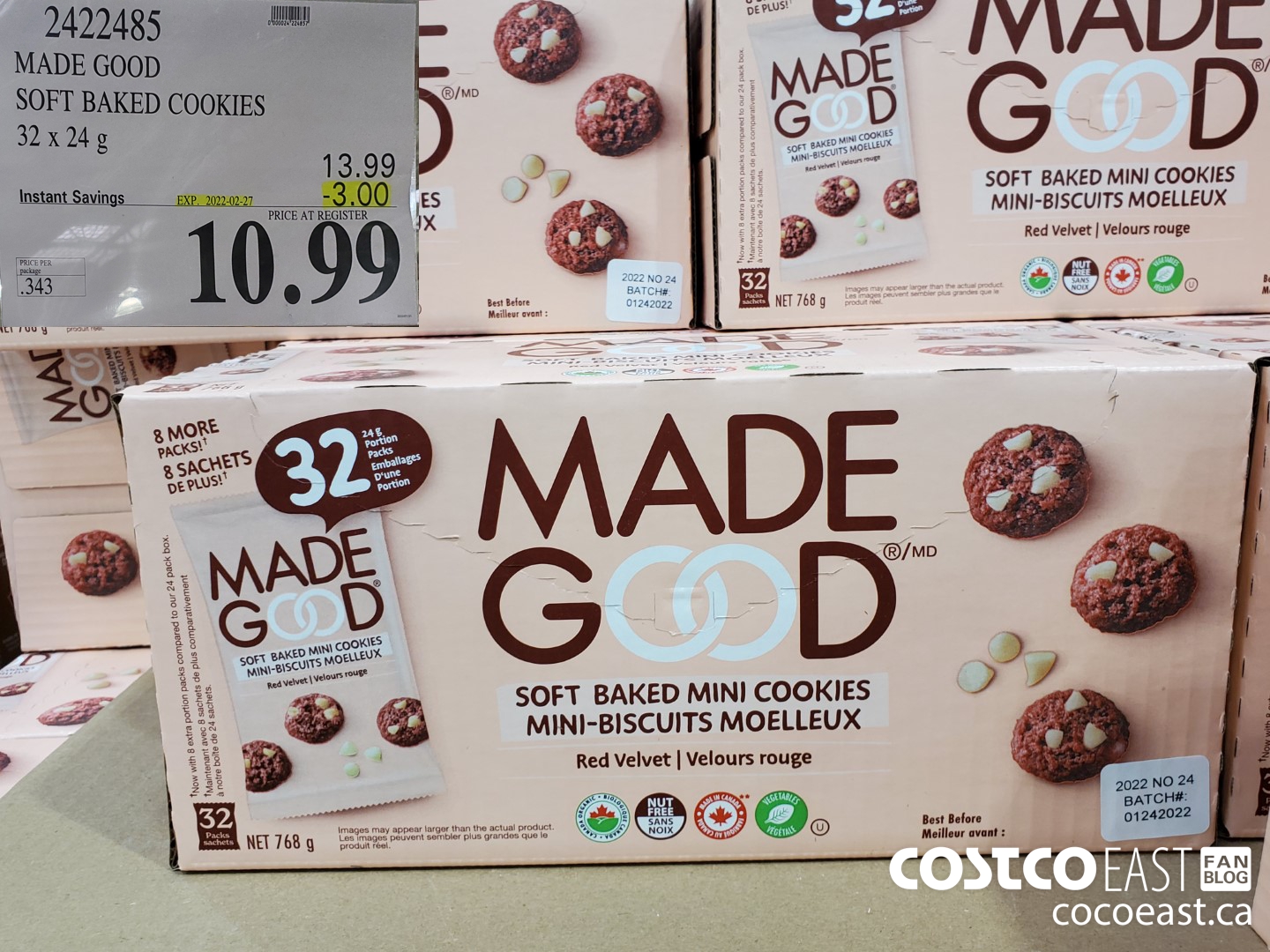 2422485 MADE GOOD SOFT BAKED COOKIES 32 x 24G ($3.00 INSTANT SAVINGS EXPIRES ON 2022-02-27) $10.99