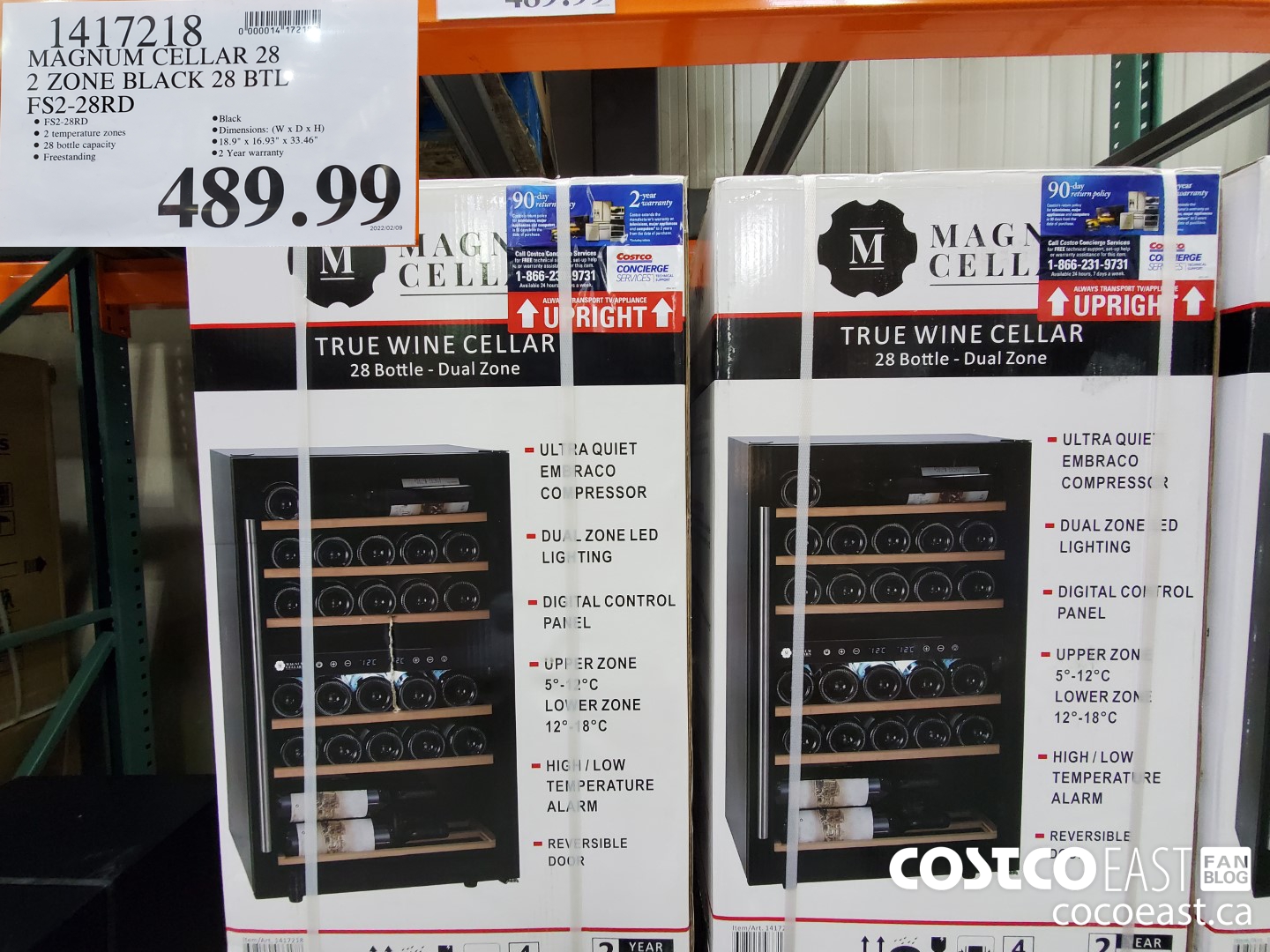 1417218 MAGNUM CELLAR 28 2 ZONE BLACK 28 BTL FS2-28RD $489.99