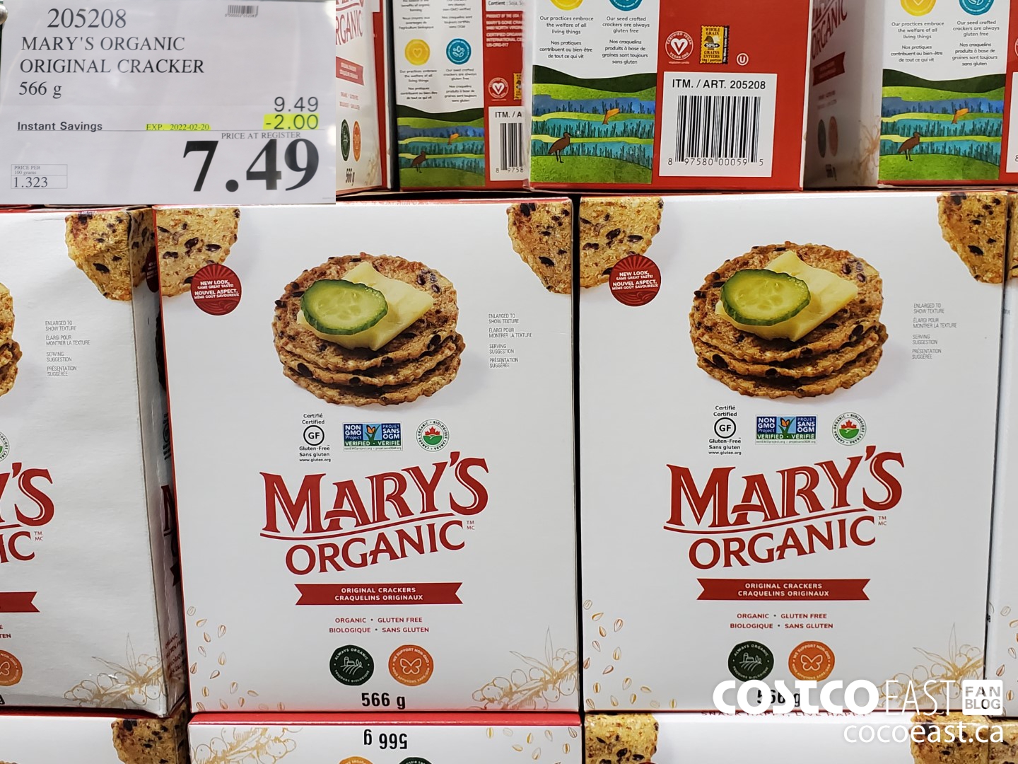 205208 MARY'S ORGANIC ORIGINAL CRACKER 566G ($2.00 INSTANT SAVINGS EXPIRES ON 2022-02-20) $7.49