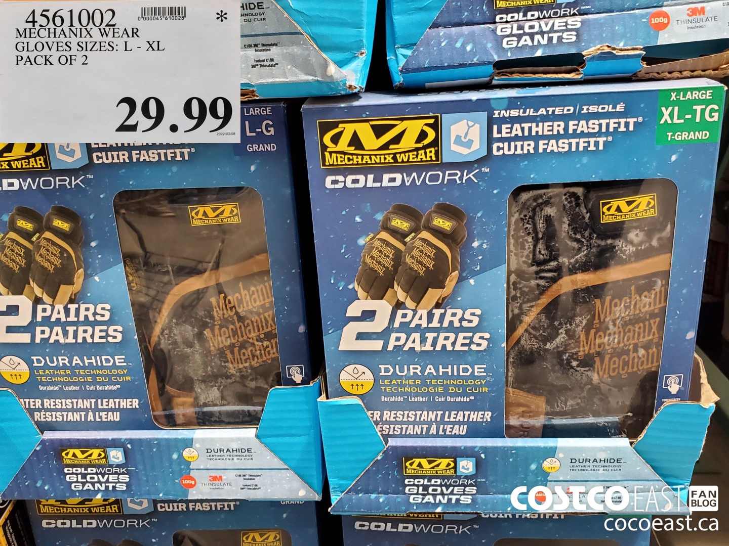 4561002 MECHANIX WEAR GLOVES SIZES: L - XL PACK OF 2 $29.99