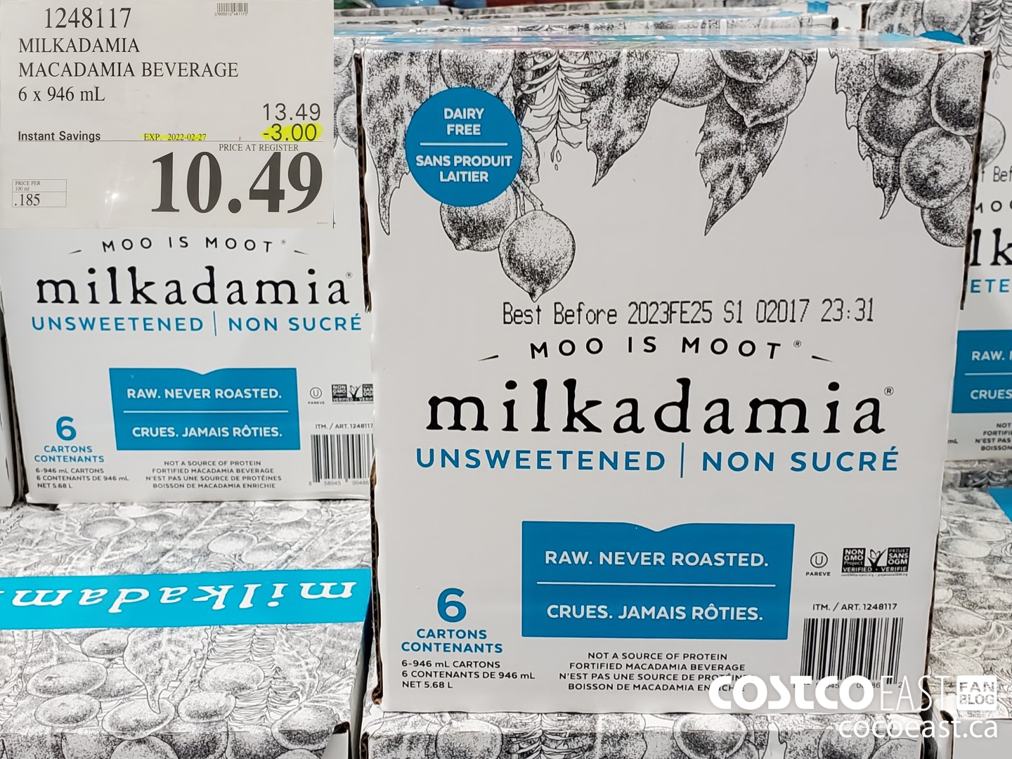 1248117 MILKADAMIA MACADAMIA BEVERAGE 6 x 946 mL ($3.00 INSTANT SAVINGS EXPIRES ON 2022-02-27) $10.49