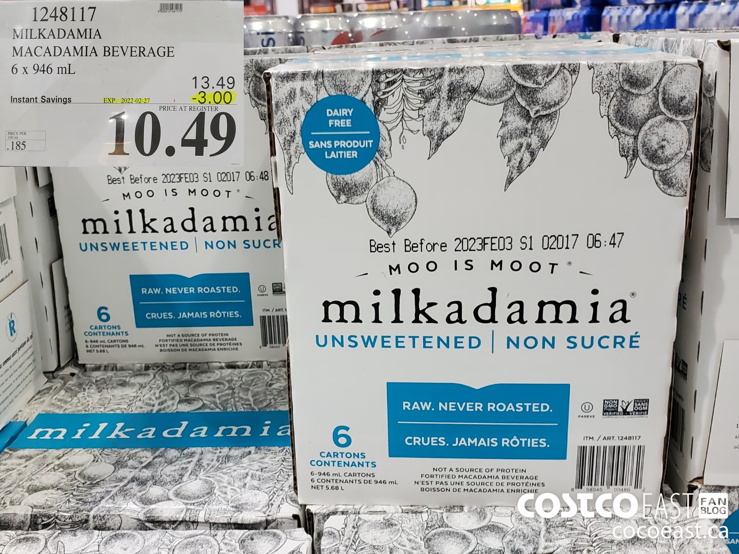 1248117 MILKADAMIA MACADAMIA BEVERAGE 6 x 946 mL ($3.00 INSTANT SAVINGS EXPIRES ON 2022-02-27) $10.49