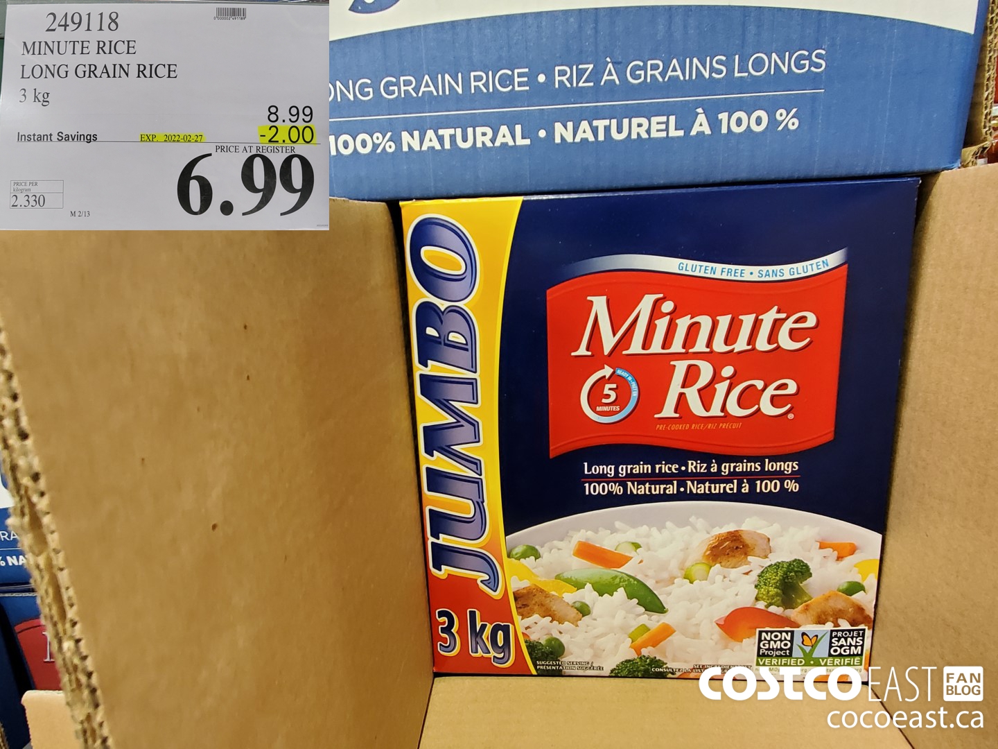 249118 MINUTE RICE LONG GRAIN RICE 3 KG ($2.00 INSTANT SAVINGS EXPIRES ON 2022-02-27) $6.99