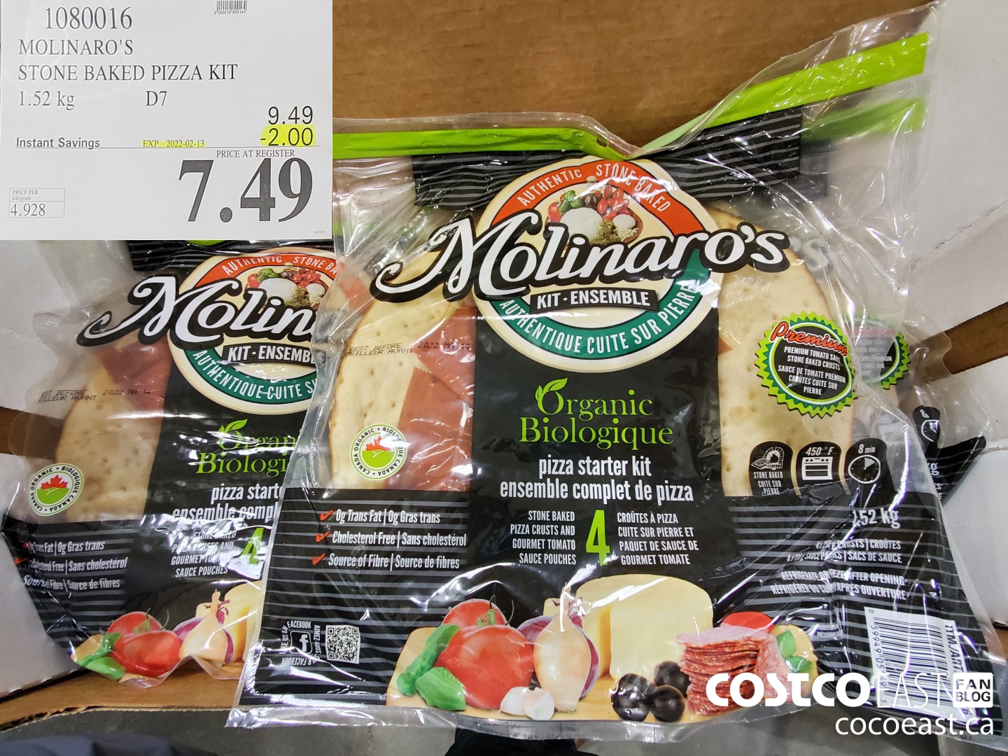 1080016 MOLINARO'S STONE BAKED PIZZA KIT 1.52 KG ($2.00 INSTANT SAVINGS EXPIRES ON 2022-02-13) $7.49