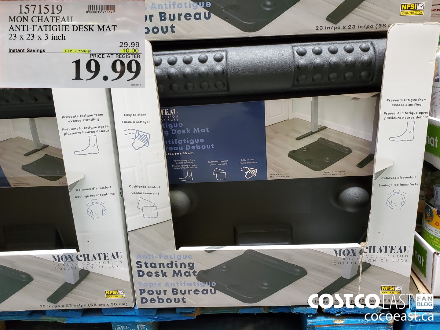 1571519 MON CHATEAU ANTI-FATIGUE DESK MAT 23 X 23 X 3 INCH ($10.00 INSTANT SAVINGS EXPIRES ON 2022-02-20) $19.99