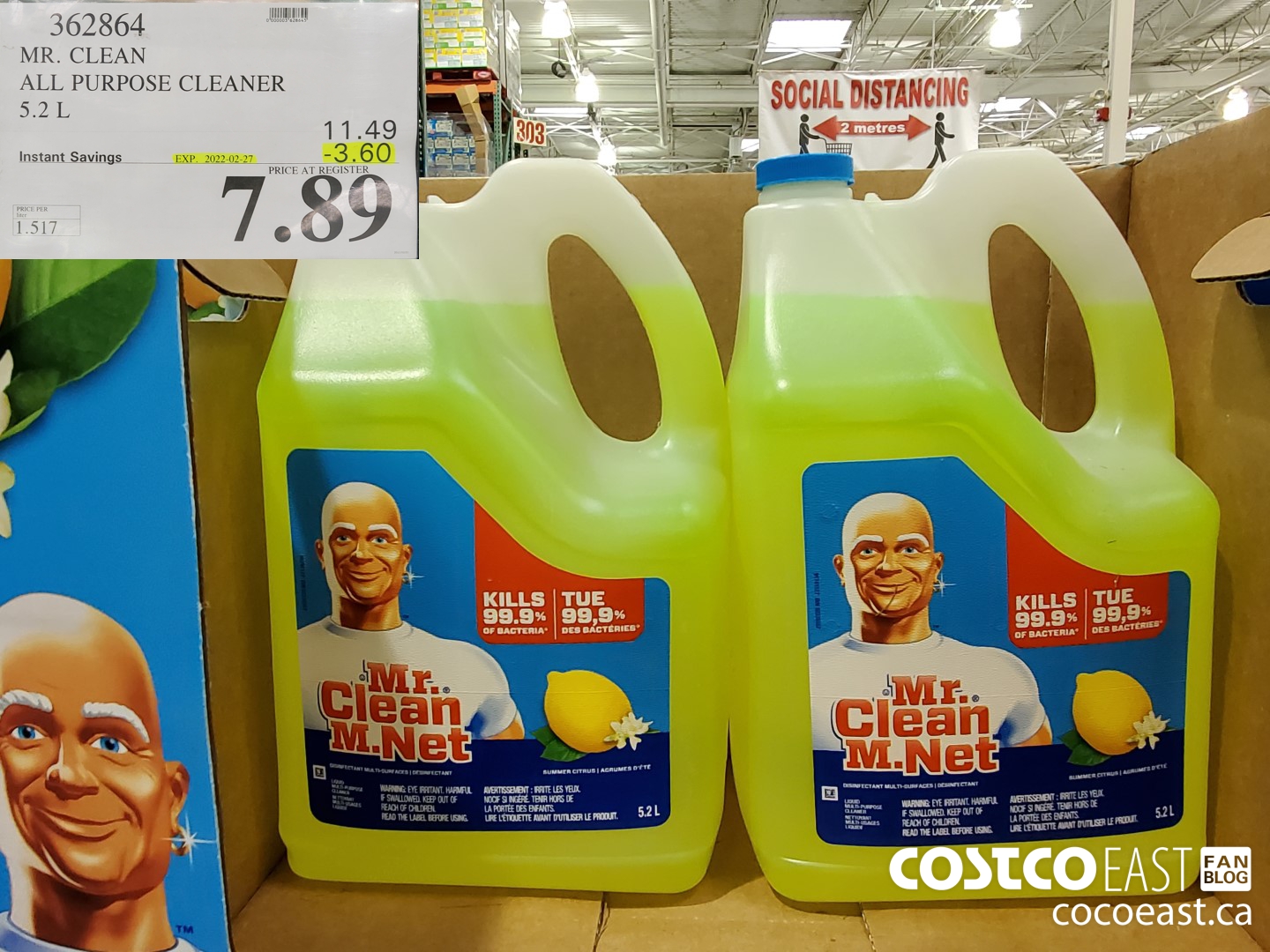 362864 MR. CLEAN ALL PURPOSE CLEANER 5.2 L ($3.60 INSTANT SAVINGS EXPIRES ON 2022-02-27) $7.89