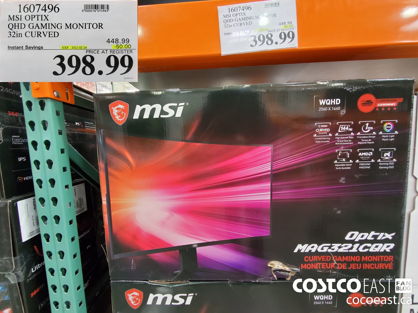 1607496 MSI OPTIX QHD GAMING MONITOR 32in CURVED ($50.00 INSTANT SAVINGS EXPIRES ON 2022-02-24) $398.99