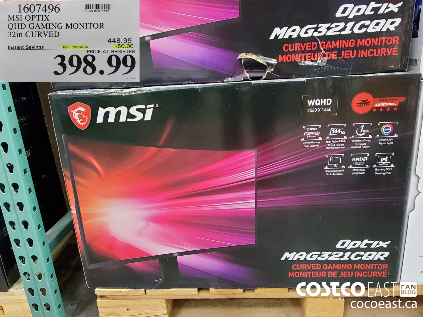 1607496 MSI OPTIX QHD GAMING MONITOR 32in CURVED ($50.00 INSTANT SAVINGS EXPIRES ON 2022-02-24) $398.99