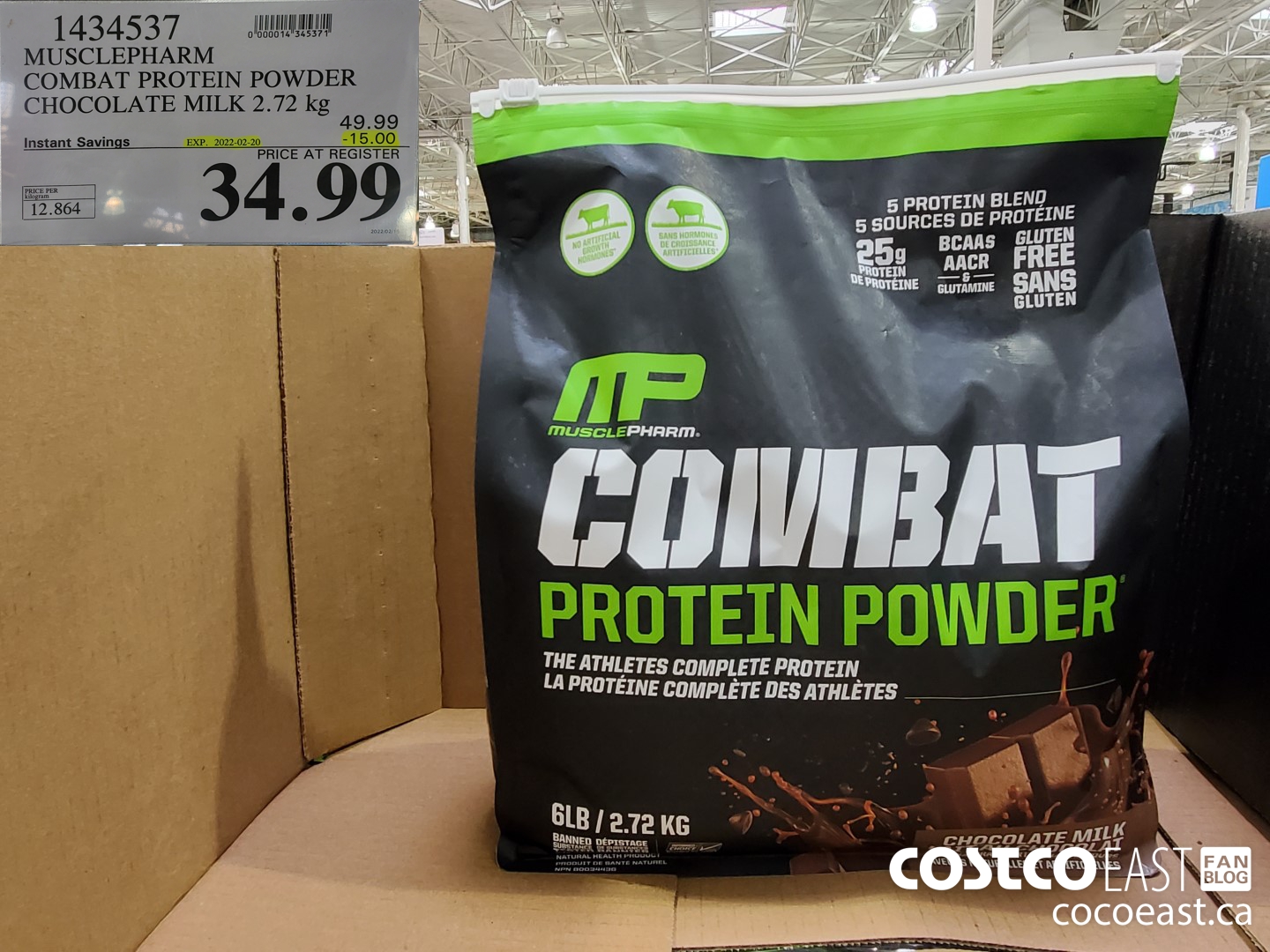 1434537 MUSCLEPHARM COMBAT PROTEIN POWDER CHOCOLATE MILK 2.72 kg ($15.00 INSTANT SAVINGS EXPIRES ON 2022-02-20) $34.99