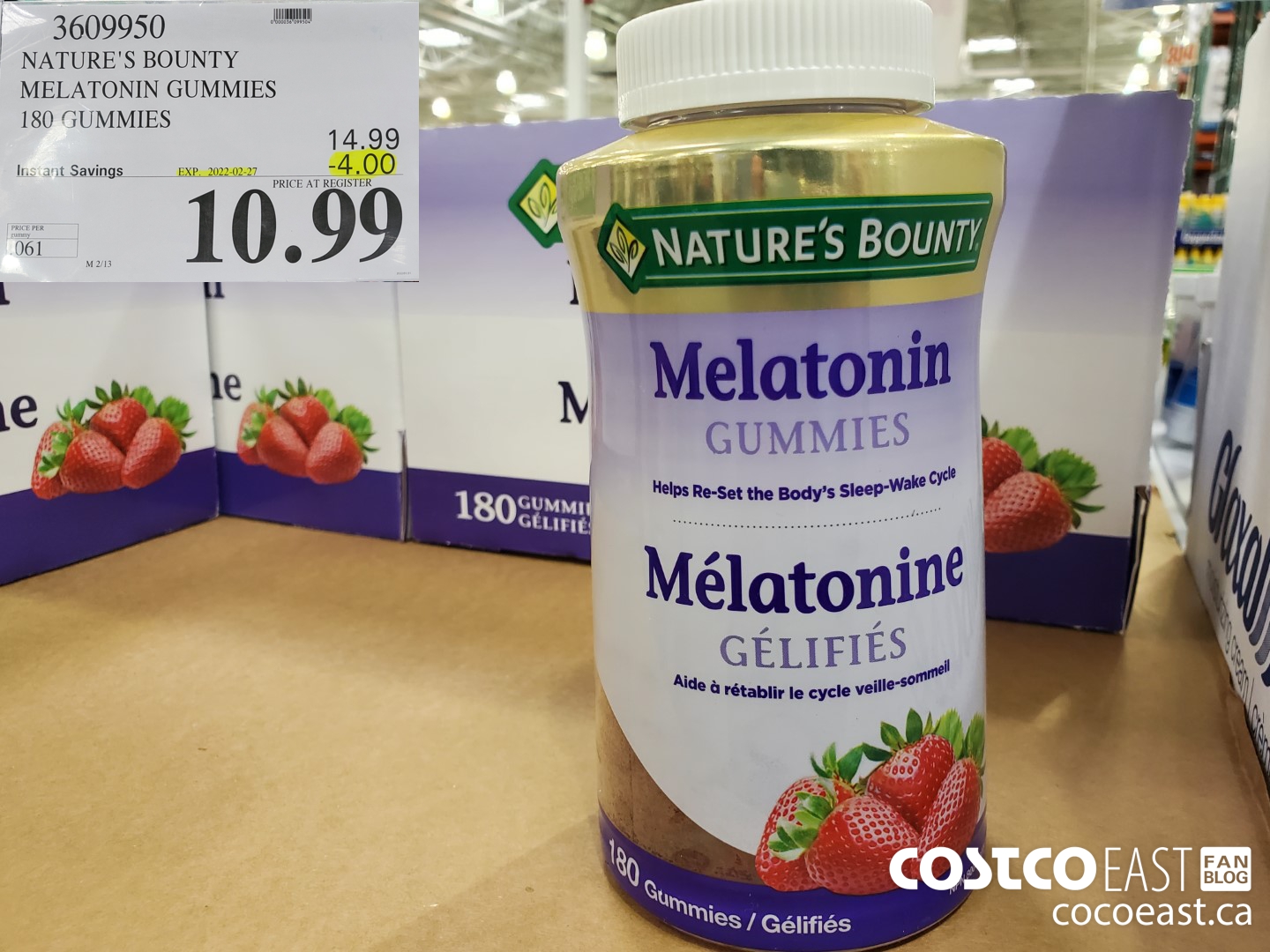 3609950 NATURE'S BOUNTY MELATONIN GUMMIES 180 GUMMIES ($4.00 INSTANT SAVINGS EXPIRES ON 2022-02-27) $10.99