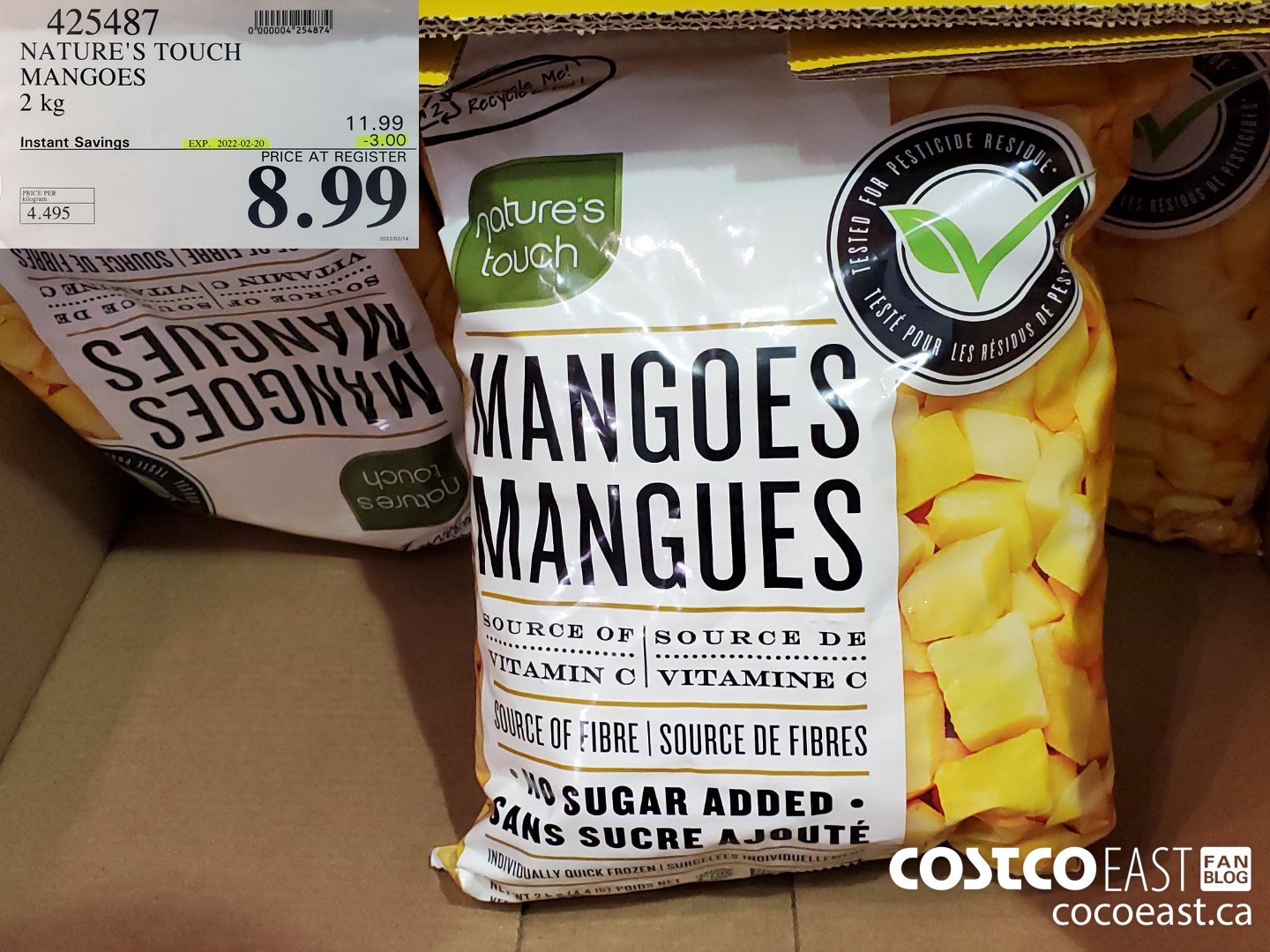 425487 NATURE'S TOUCH MANGOES 2 kg ($3.00 INSTANT SAVINGS EXPIRES ON 2022-02-20) $8.99